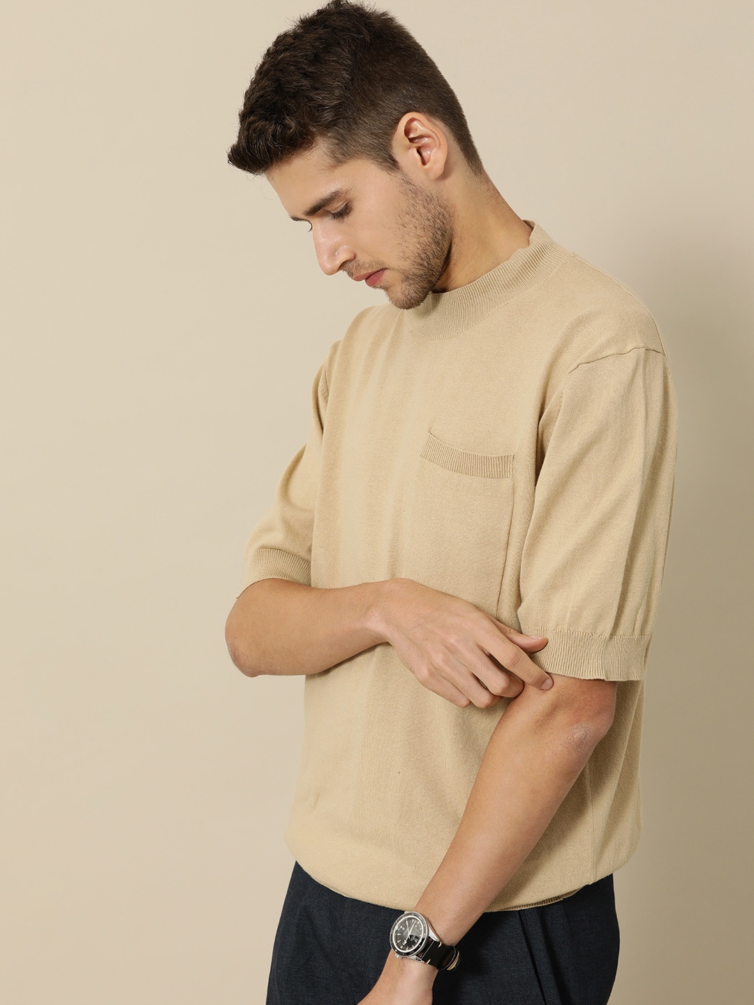 

Mr Bowerbird Men Oversized Fit Pocket T-shirt, Beige