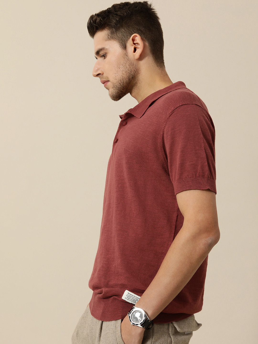 

Mr Bowerbird Men Flat Knit Standard Polo T-shirt, Red