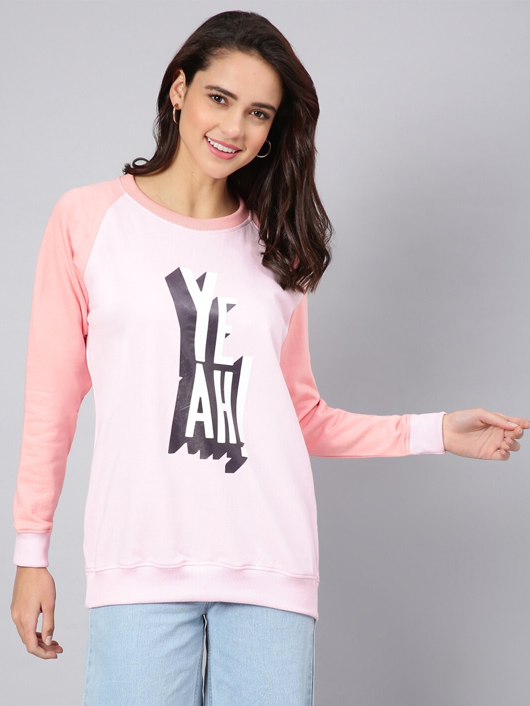 

House of Mool Women Pink Printed Cotton Sweatshirt