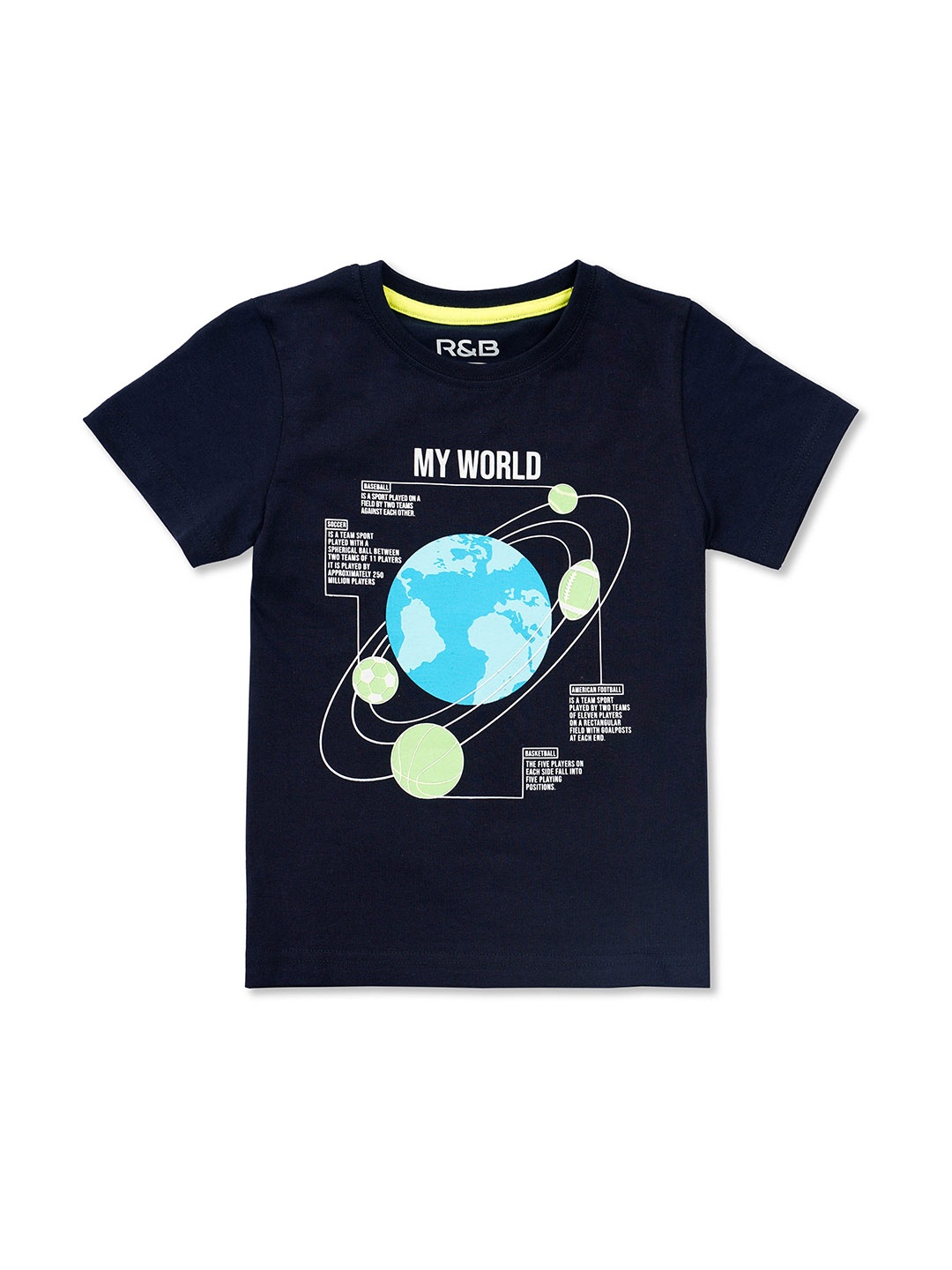 

R&B Boys Navy Blue Printed T-shirt