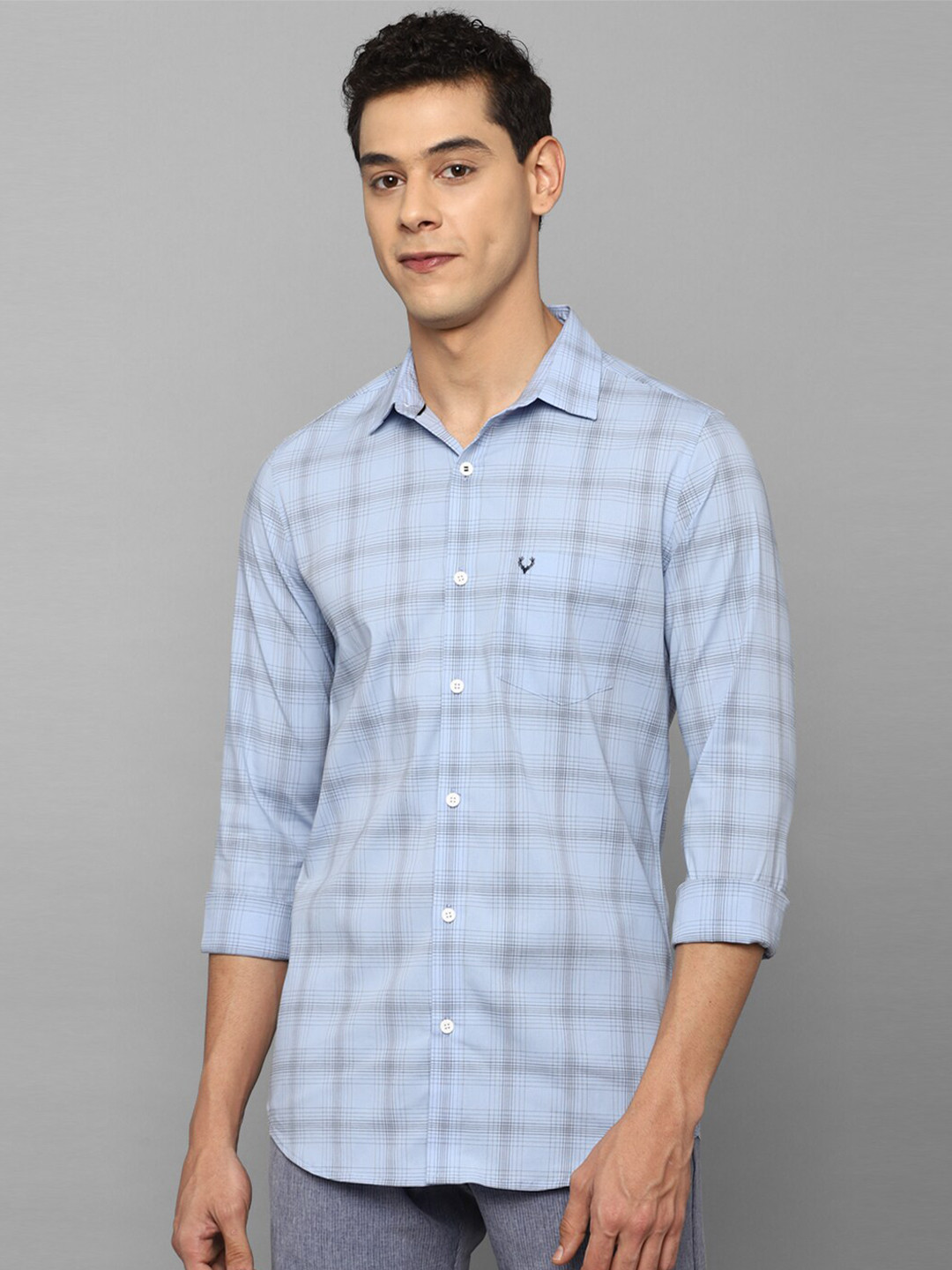 

Allen Solly Men Blue Slim Fit Windowpane Checks Checked Casual Shirt