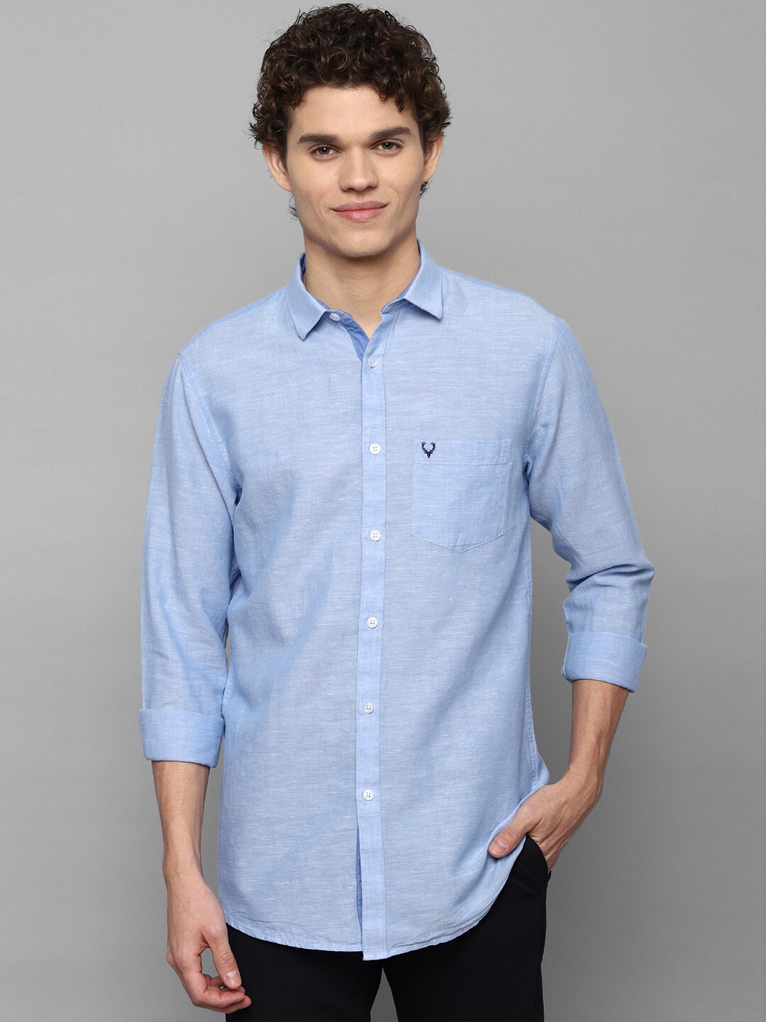 

Allen Solly Men Blue Slim Fit Solid Cotton Casual Shirt