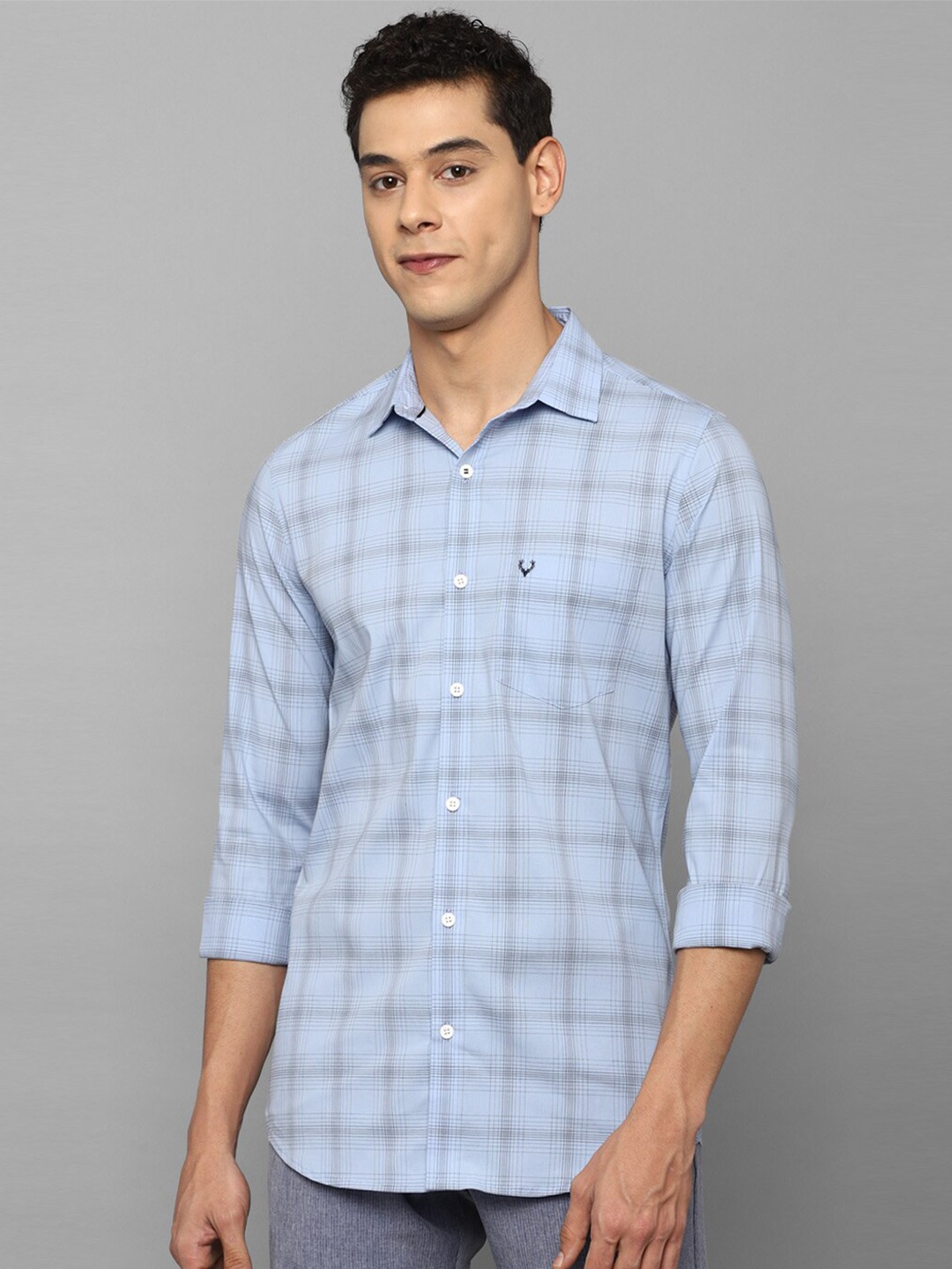 

Allen Solly Men Blue Slim Fit Checked Cotton Casual Shirt