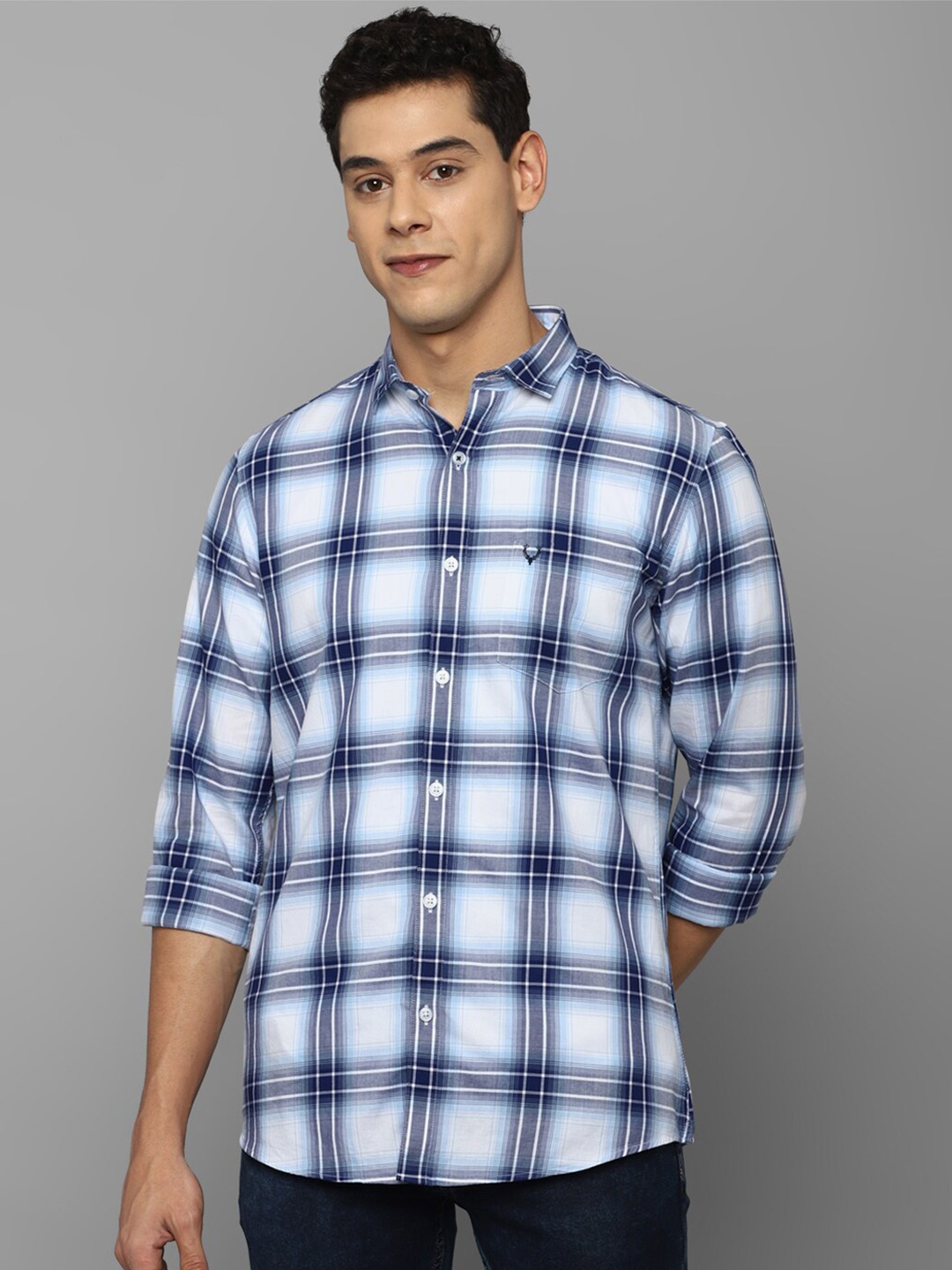 

Allen Solly Men Blue Slim Fit Checked Casual Shirt