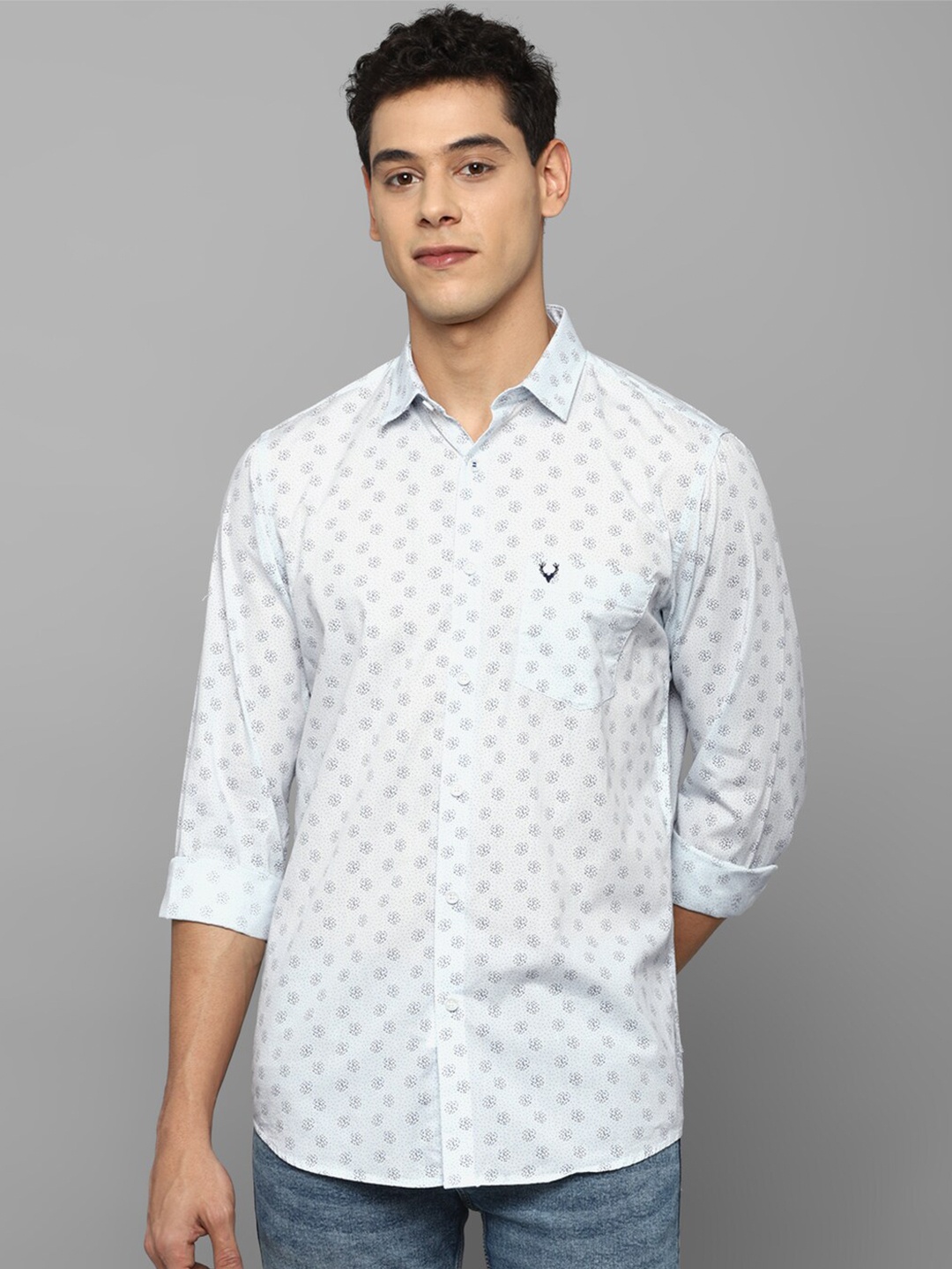 

Allen Solly Men Blue Slim Fit Printed Cotton Casual Shirt