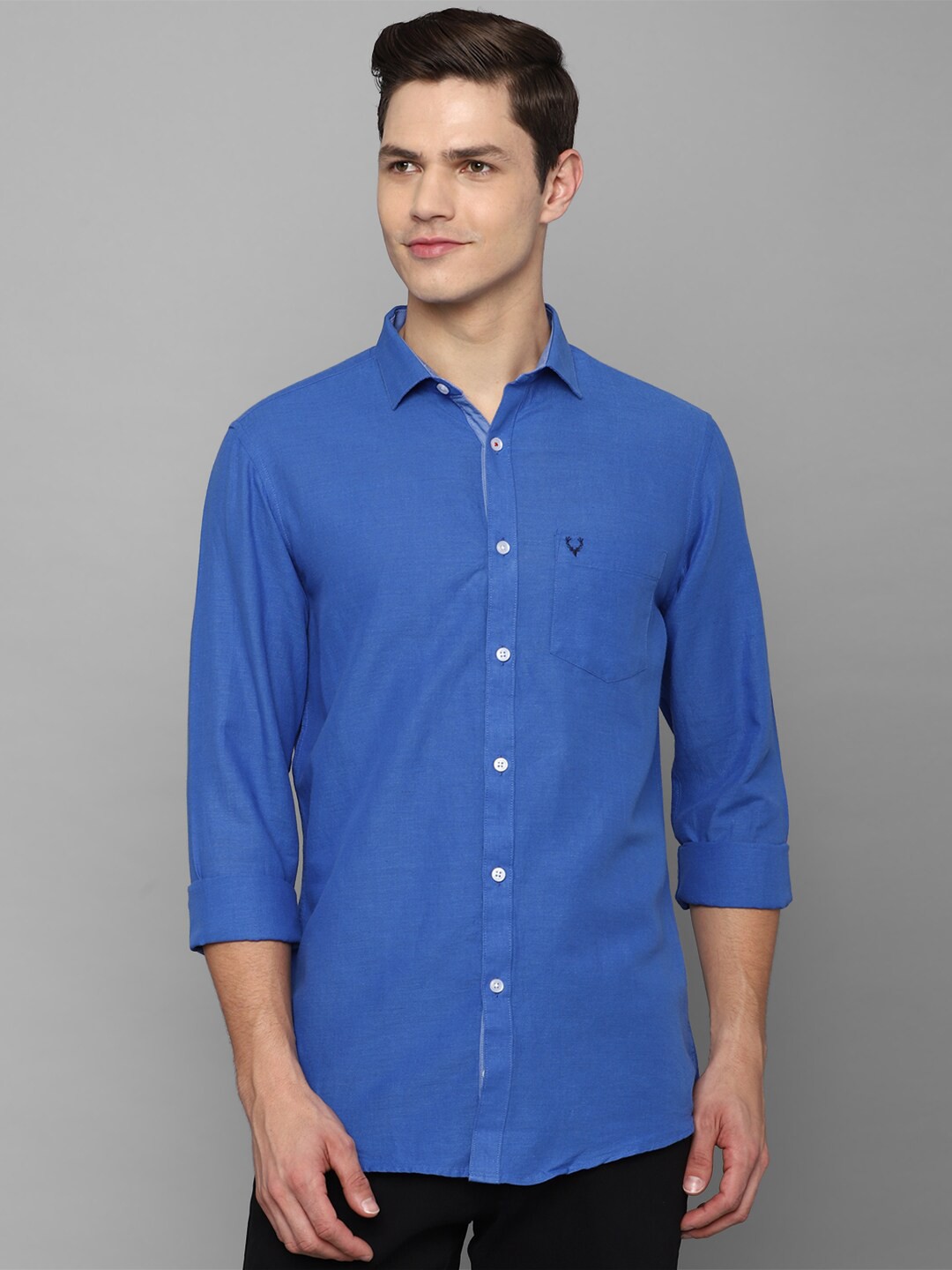 

Allen Solly Men Blue Solid Slim Fit Casual Shirt