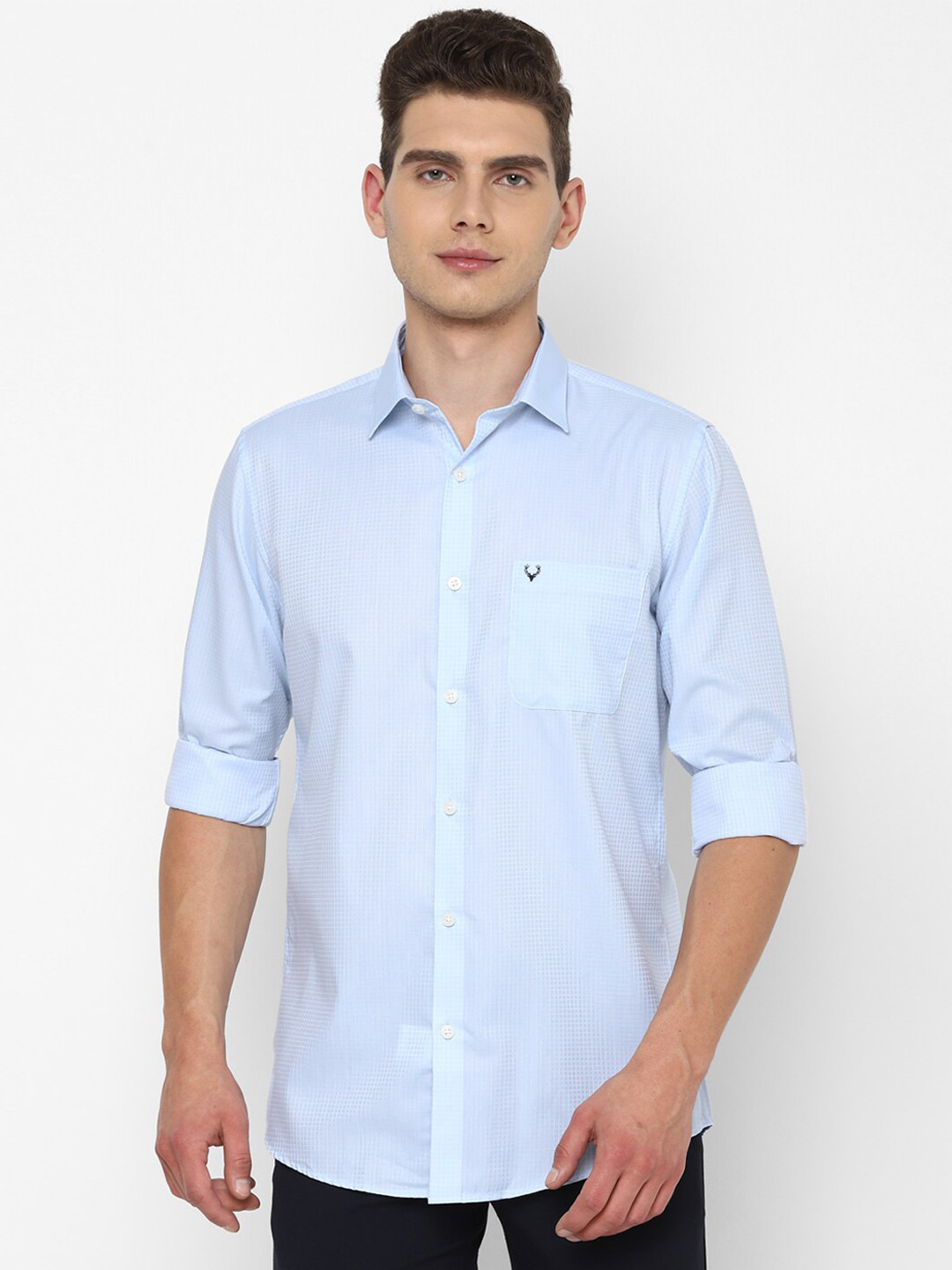 

Allen Solly Men Blue & White Micro Checked Slim Fit Casual Shirt