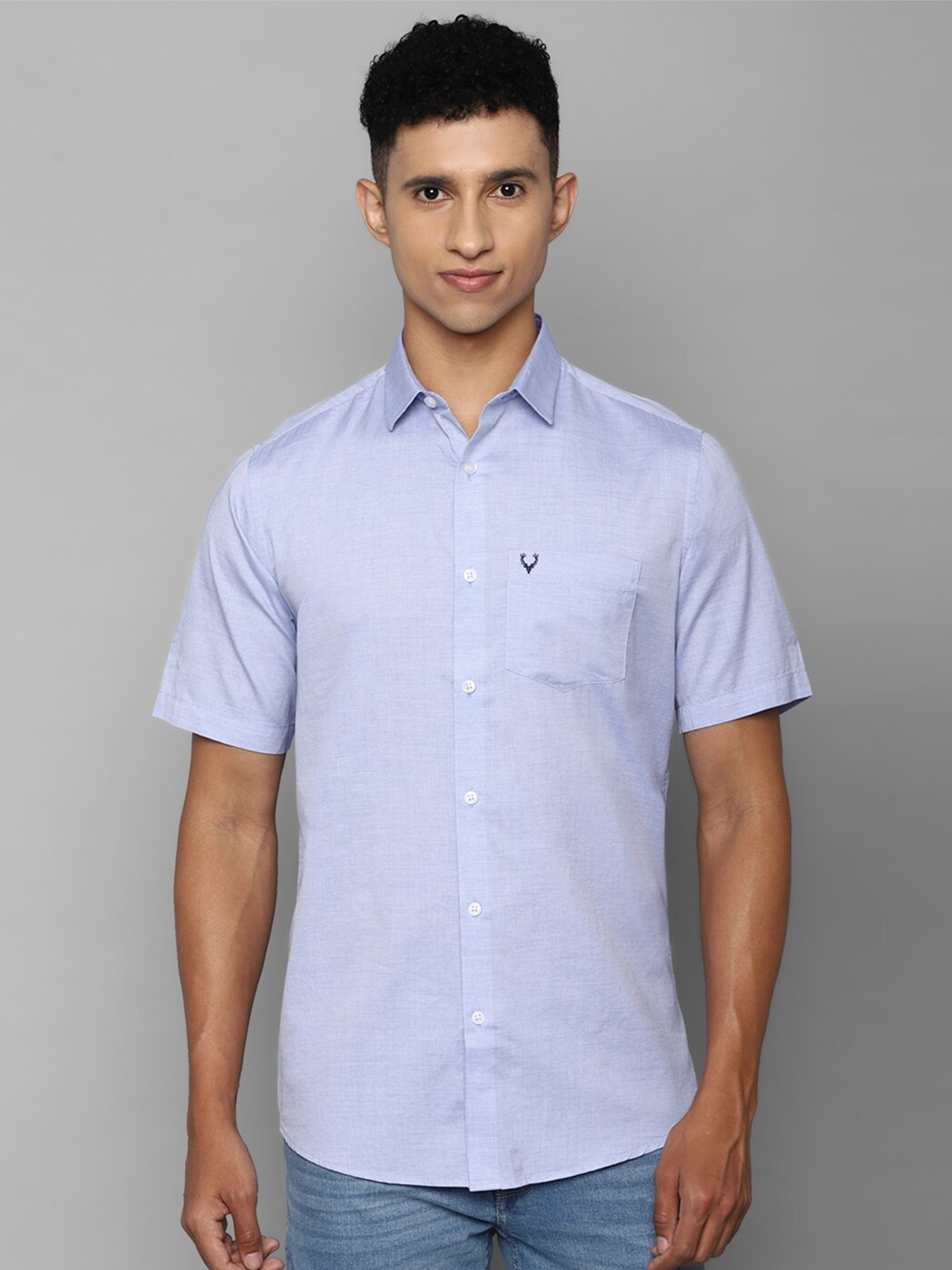 

Allen Solly Men Blue Solid Slim Fit Cotton Casual Shirt