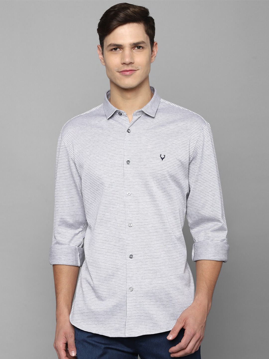 

Allen Solly Men Grey Slim Fit Textured Casual Shirt