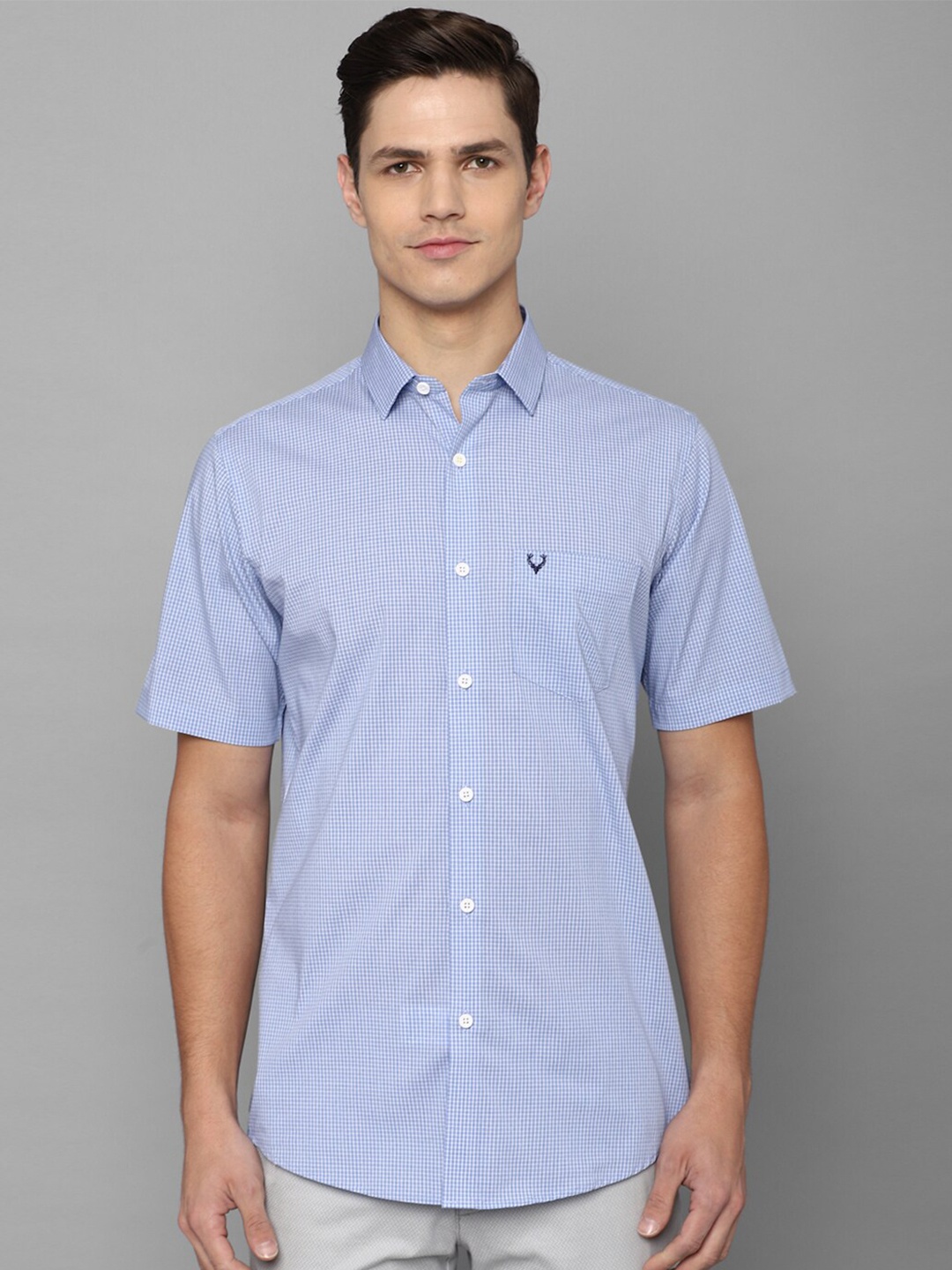 

Allen Solly Men Blue Micro Checks Checked Slim Fit Cotton Casual Shirt