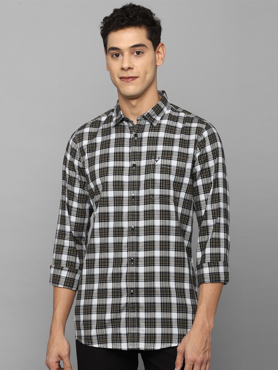 

Allen Solly Sport Men Black Regular Fit Tartan Checked Cotton Casual Shirt