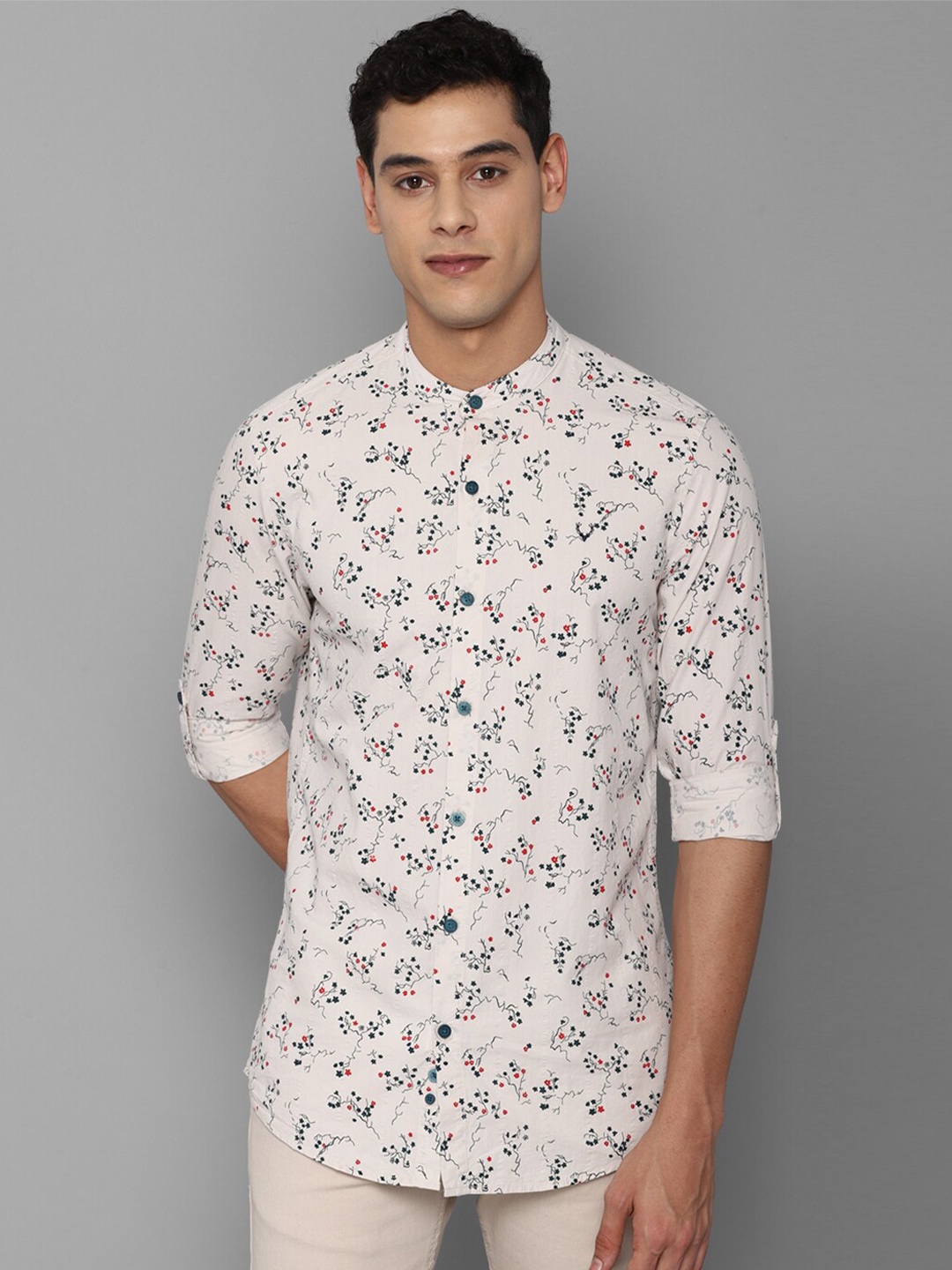 

Allen Solly Sport Men Cream-Coloured Regular Fit Floral Printed Cotton Casual Shirt