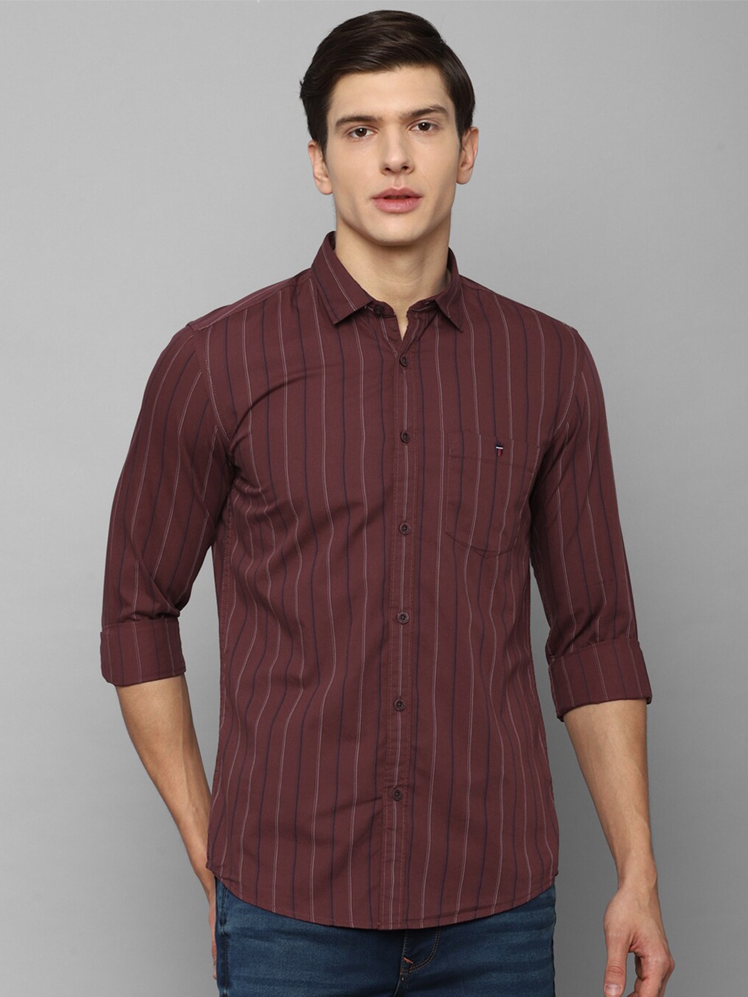 

Louis Philippe Jeans Men Maroon Slim Fit Checked Cotton Casual Shirt 100% Cotton