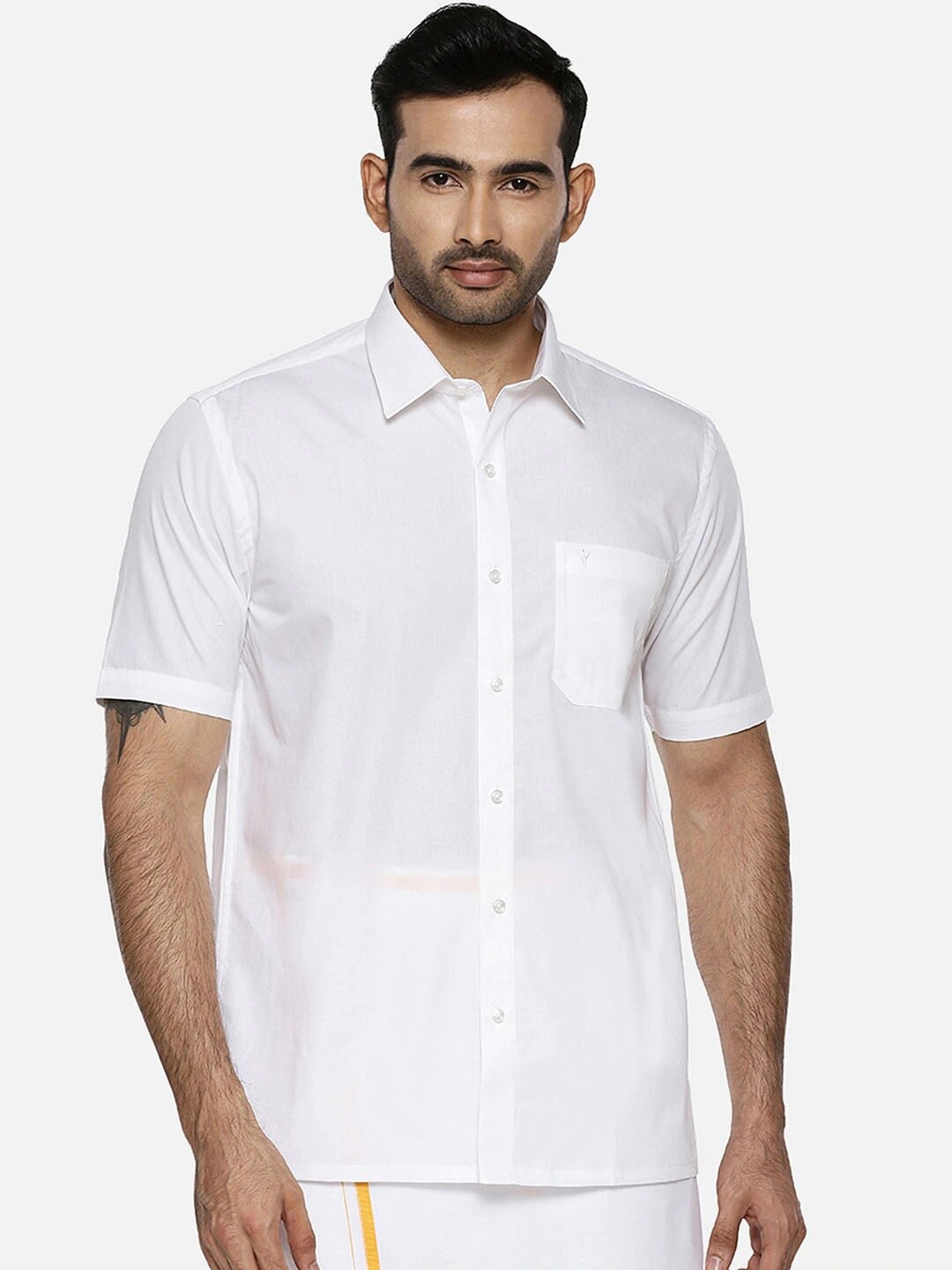 

Ramraj Men White Pure Cotton Ethnic Shirt