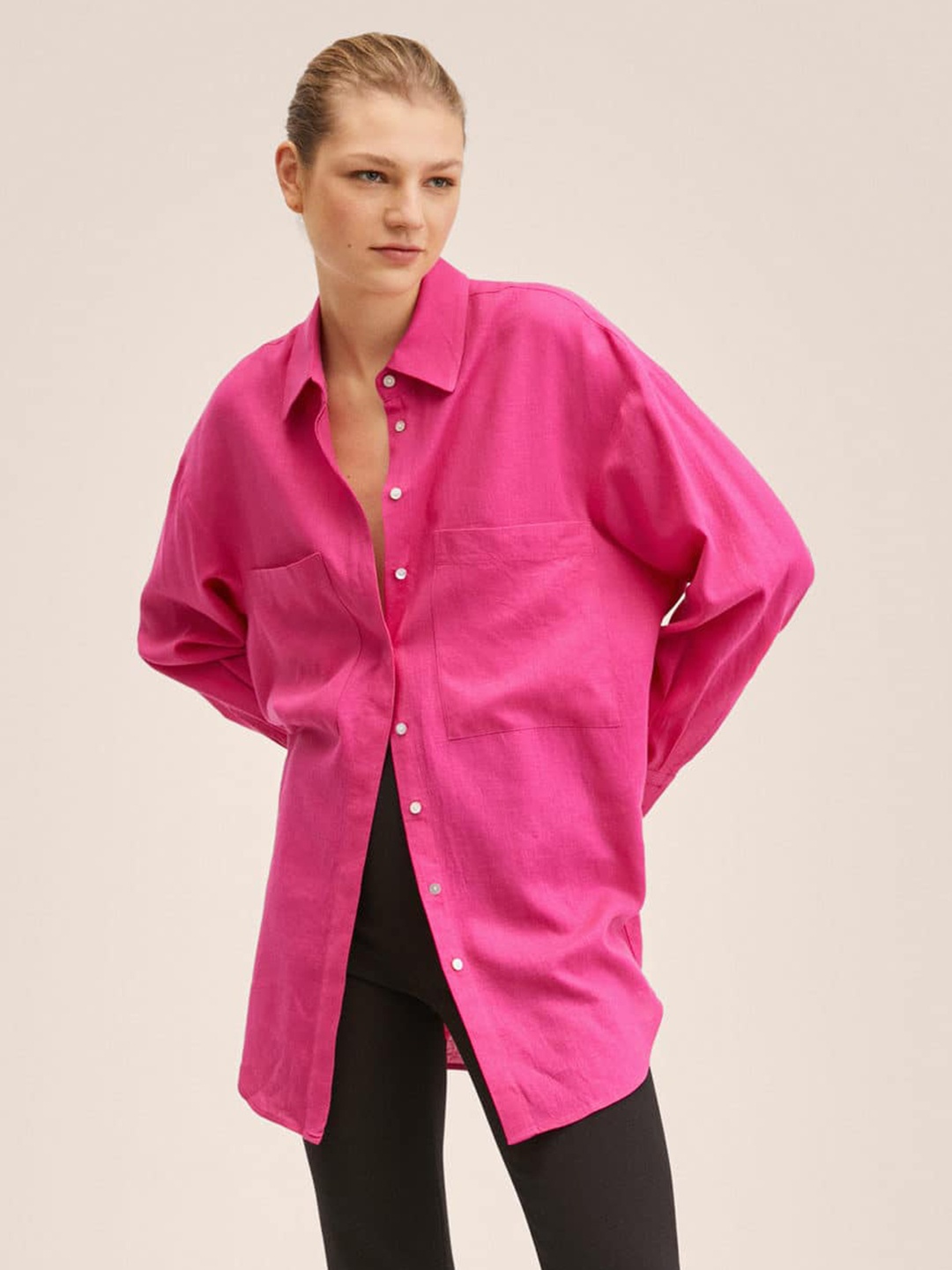 

MANGO Women Pink Casual Shirt