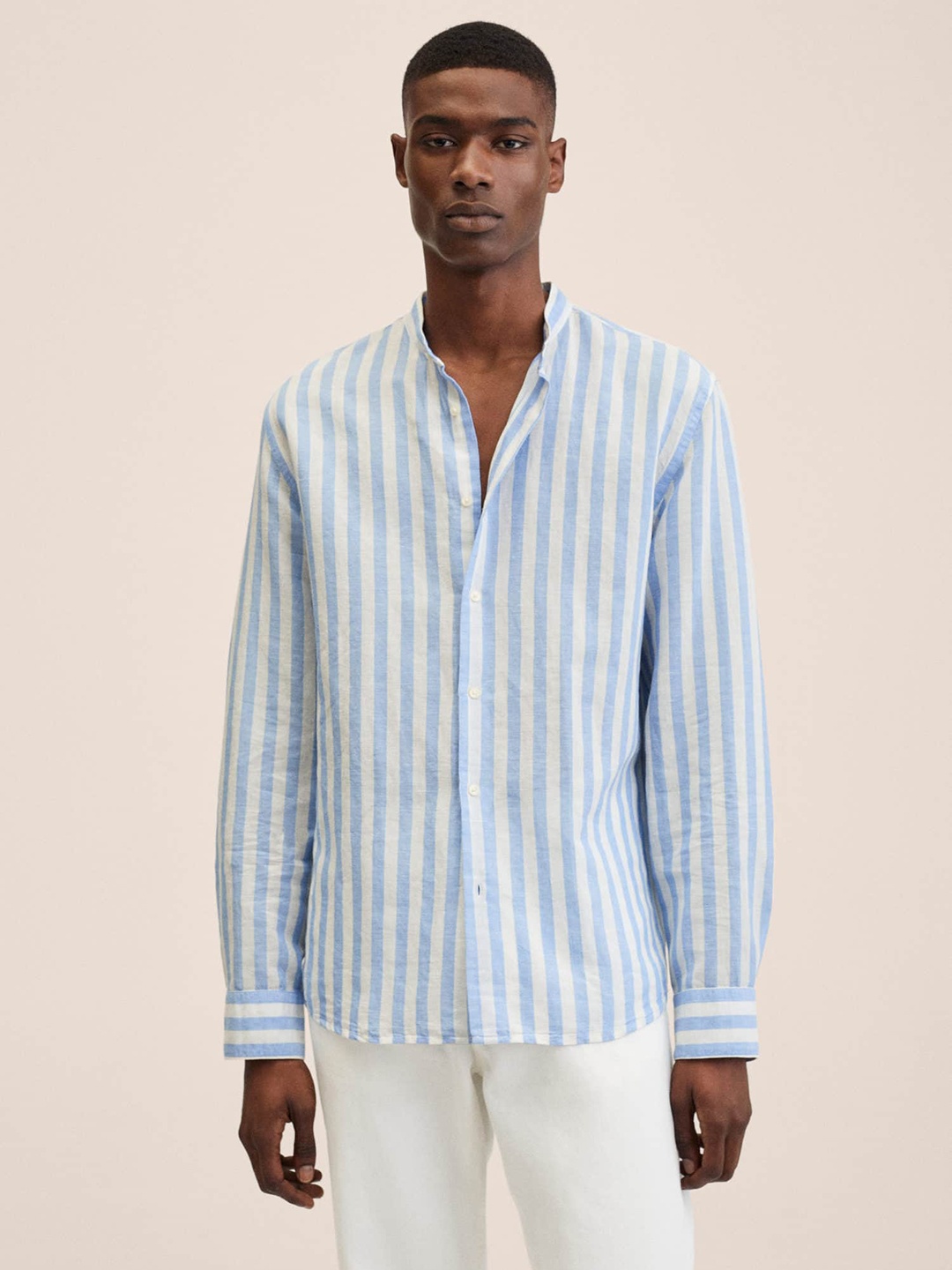 

MANGO MAN Men Blue Striped Casual Shirt