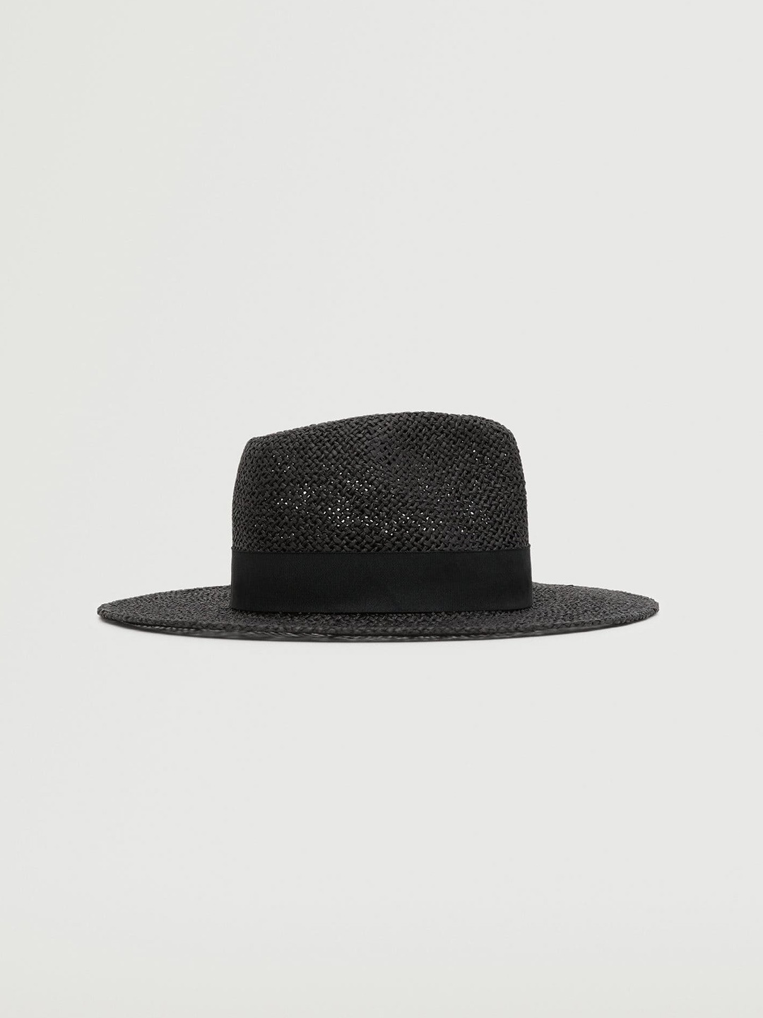 

MANGO Women Charcoal Grey & Black Raffia Woven Bucket Hat