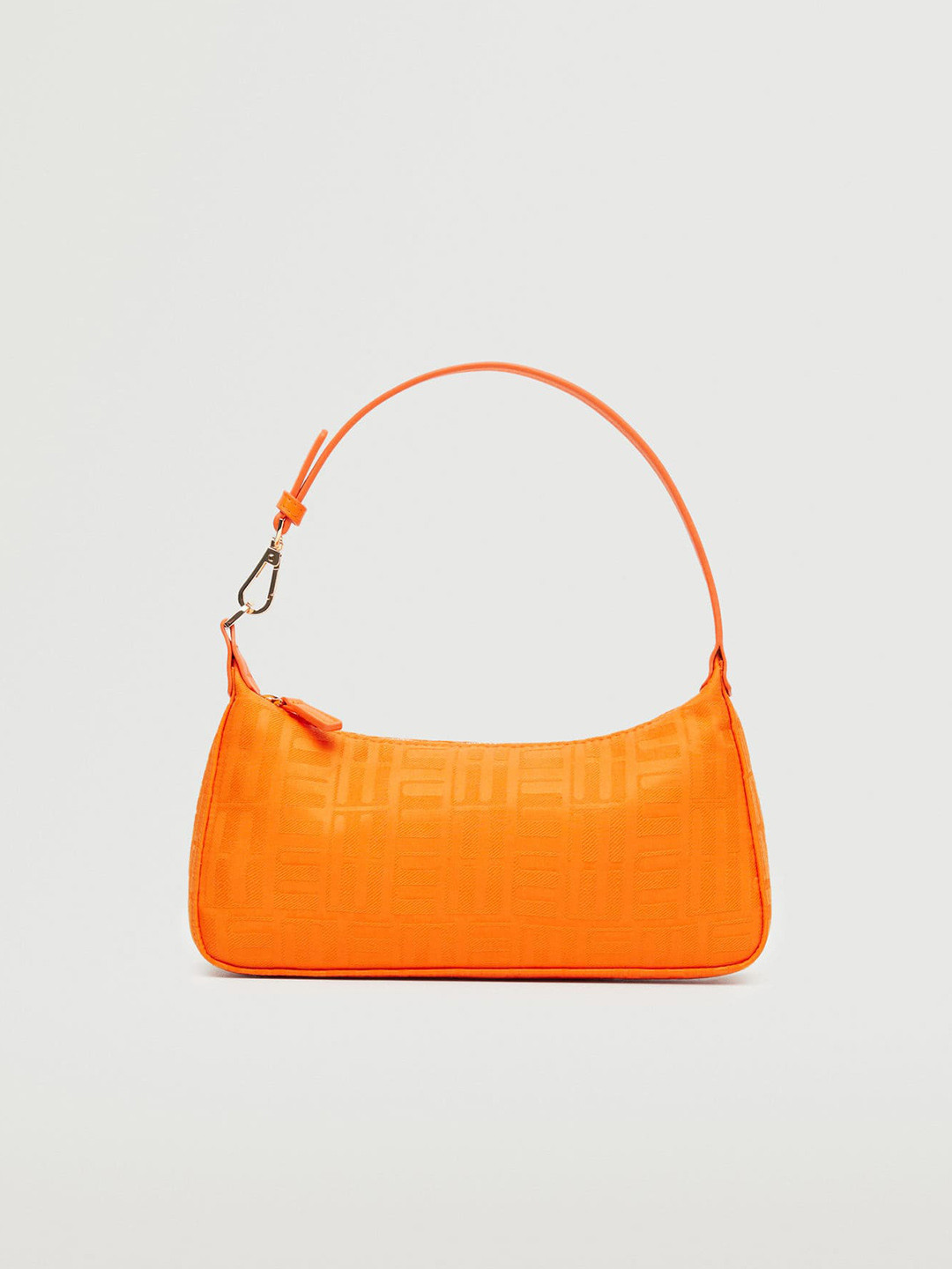 

MANGO Orange Textured Baguette Bag