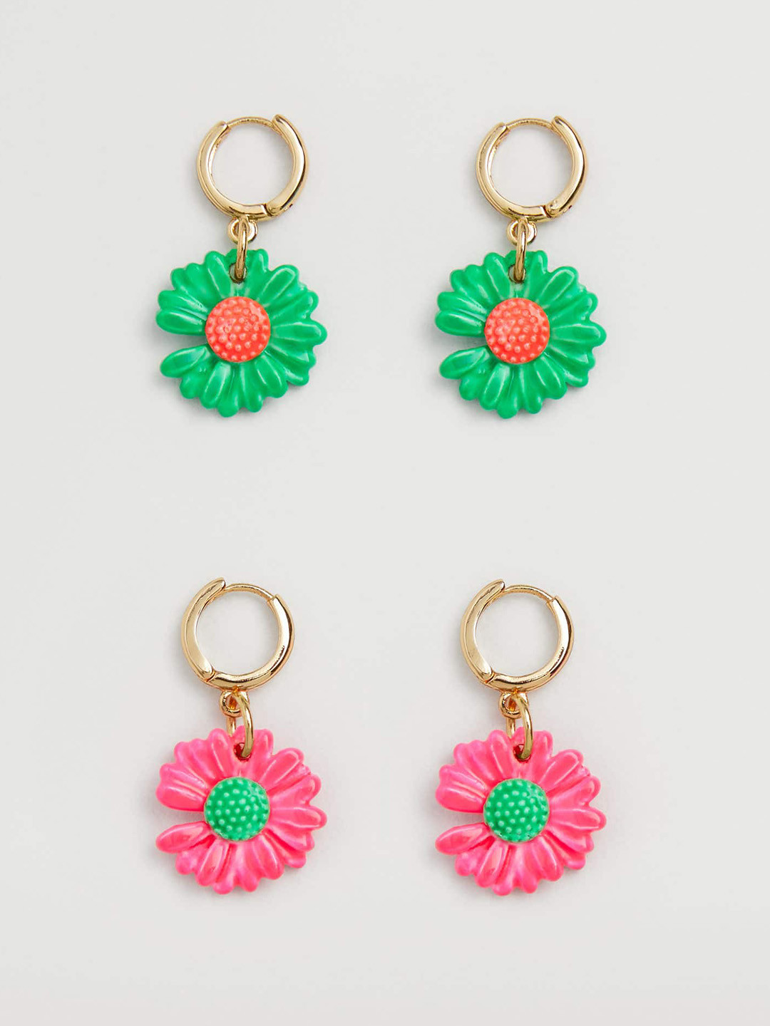 

MANGO Set of 2 Gold-Toned Floral Drop Earrings