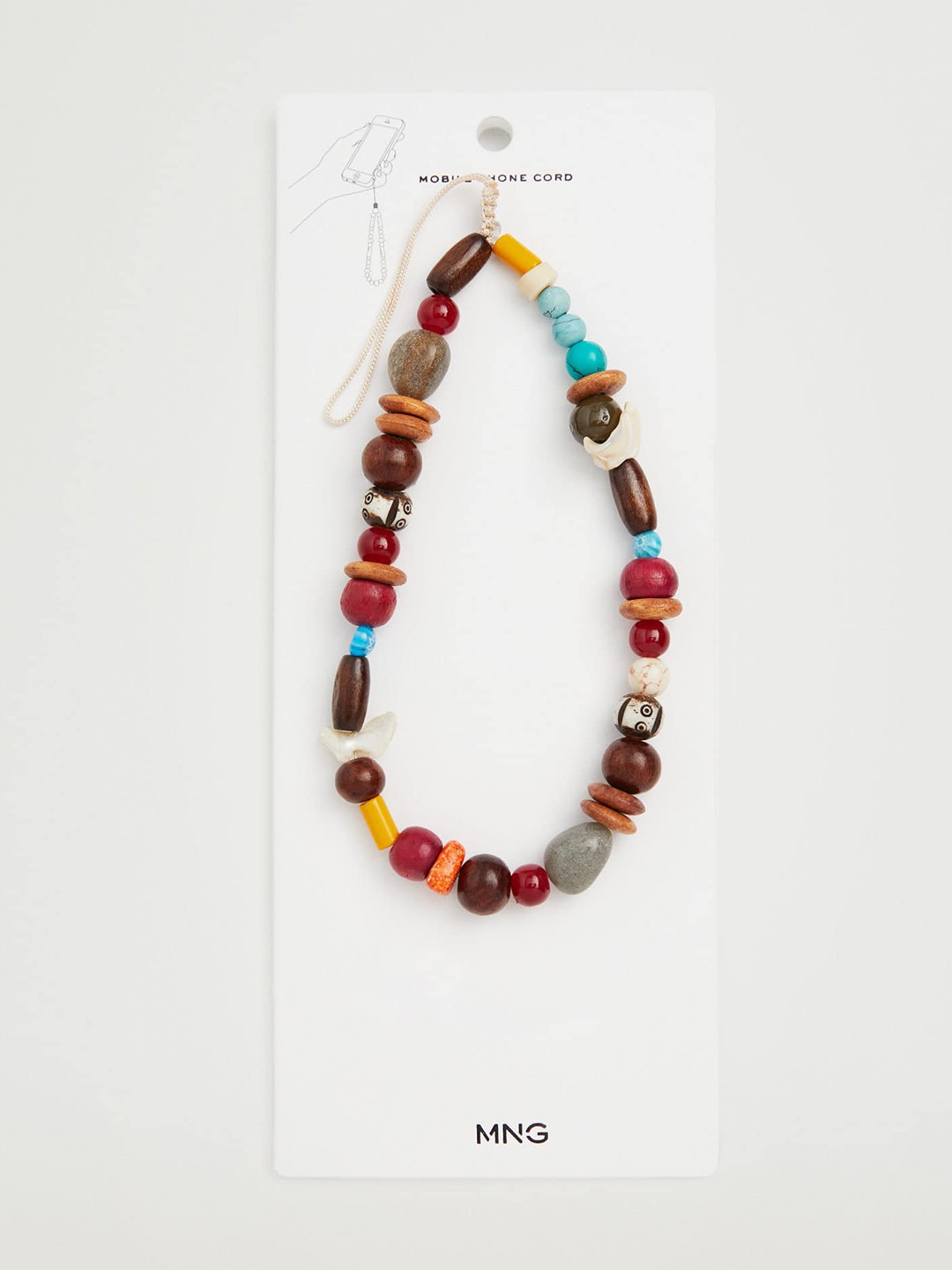 

MANGO Multicoloured Beaded Mobile Phone Cord, Multi