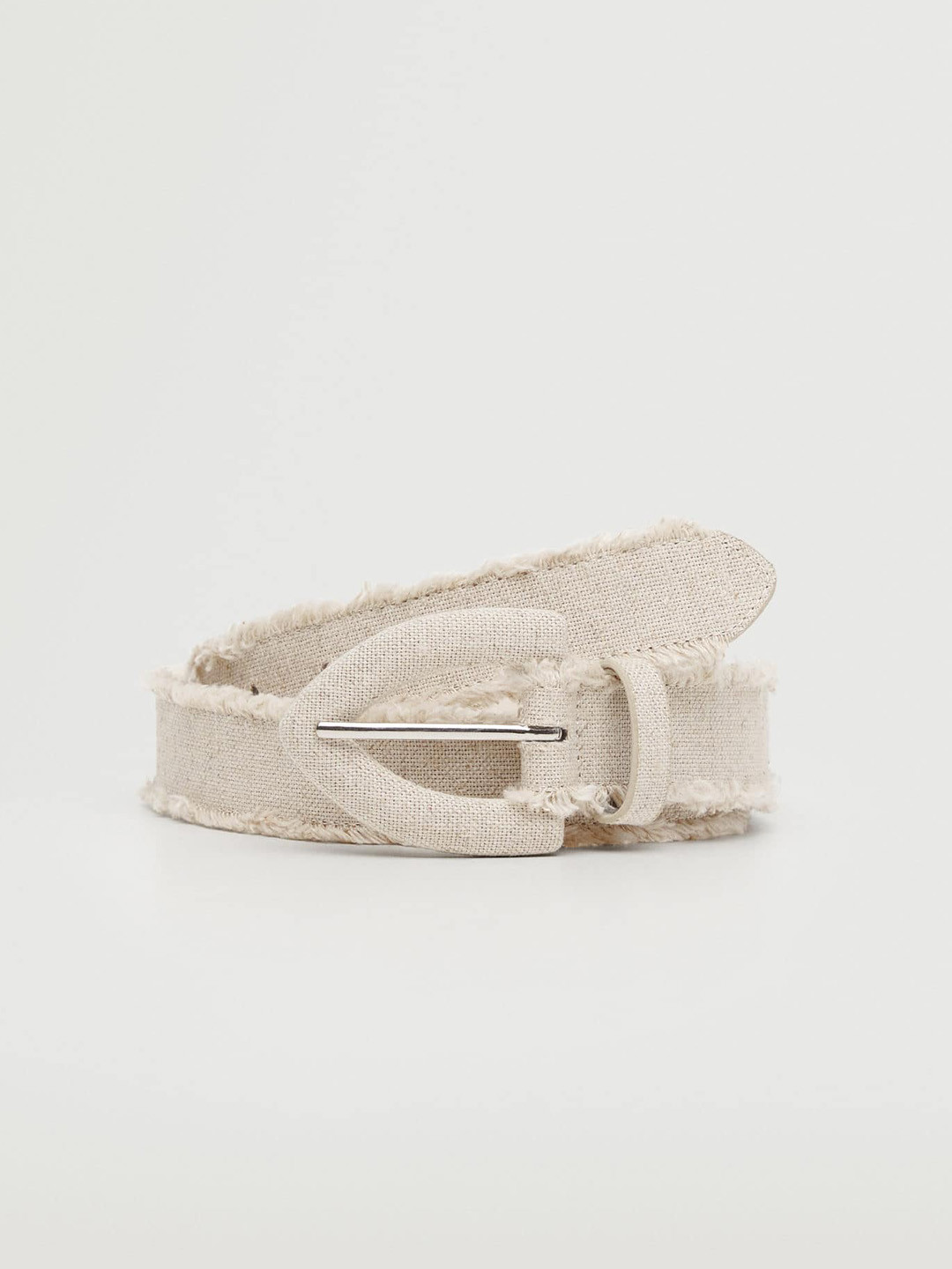 

MANGO Women Cream-Coloured Solid Belt with Fringed Finish