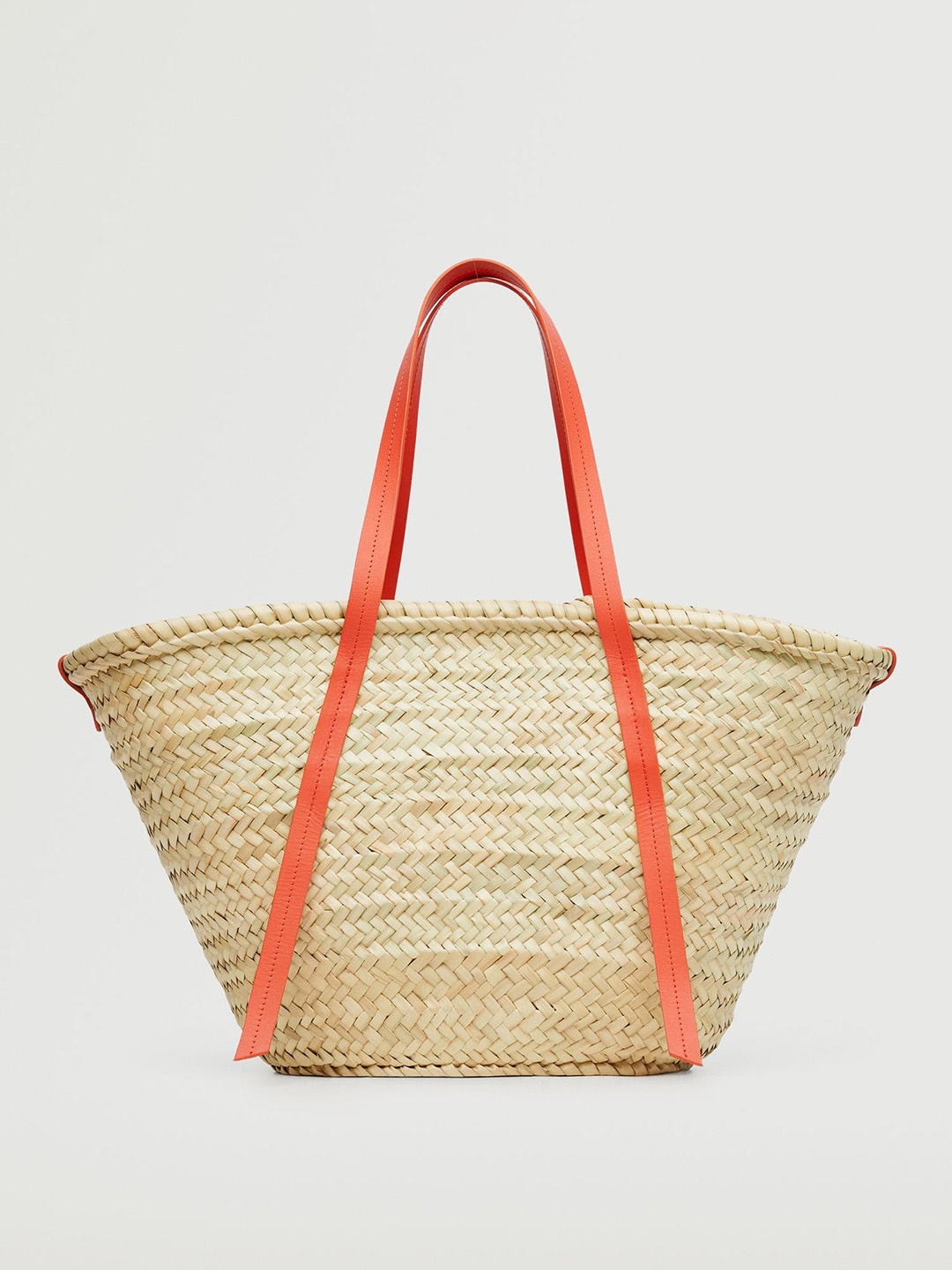 

MANGO Beige Basketweave Bucket Shoulder Bag