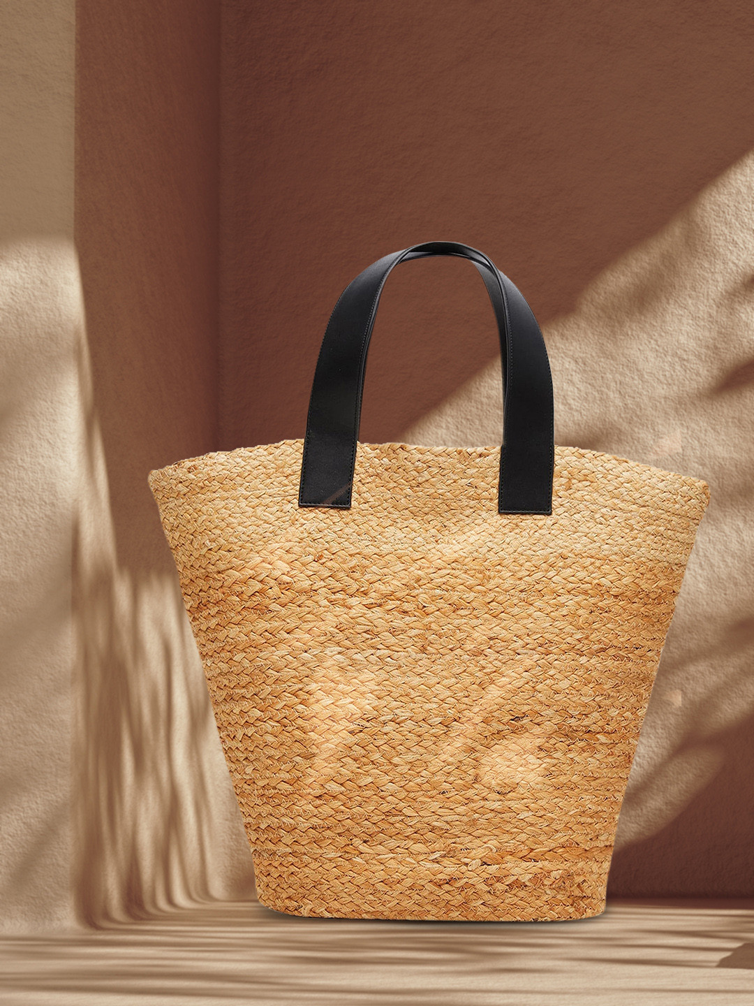 

MANGO Beige Basket Woven Design Bucket Shoulder Bag