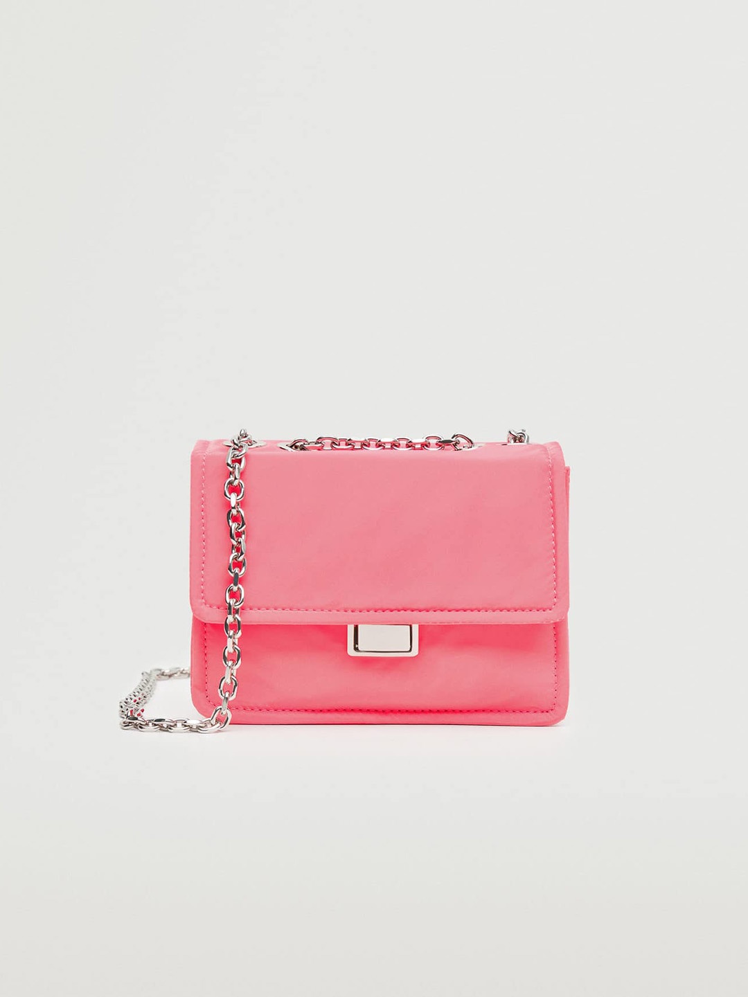 

MANGO Pink Solid Structured Shoulder Bag