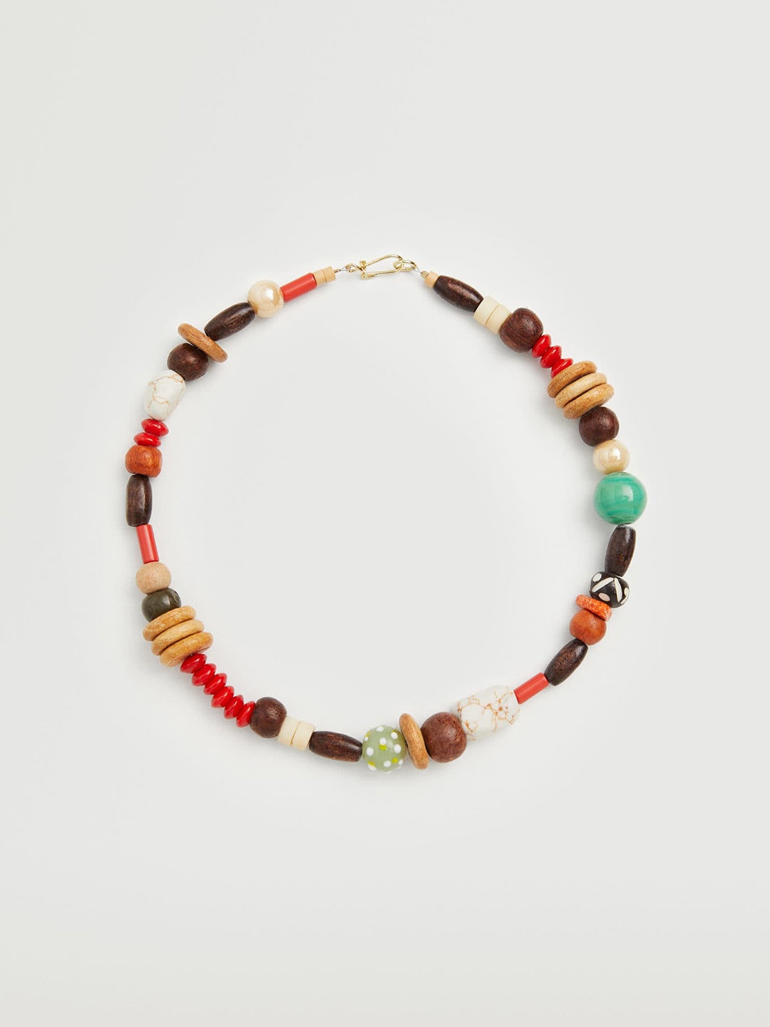 

MANGO Women Brown & Beige Wooden Beaded Necklace
