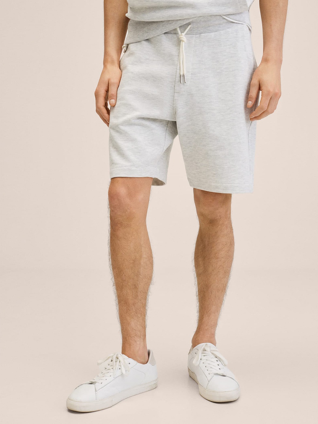

MANGO MAN Grey Melange Solid Pure Cotton Shorts