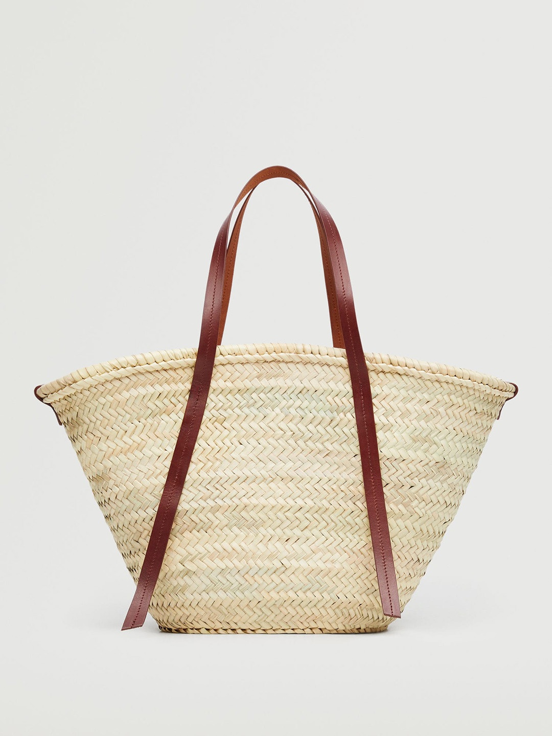 

MANGO Beige Basketweave Bucket Shoulder Bag