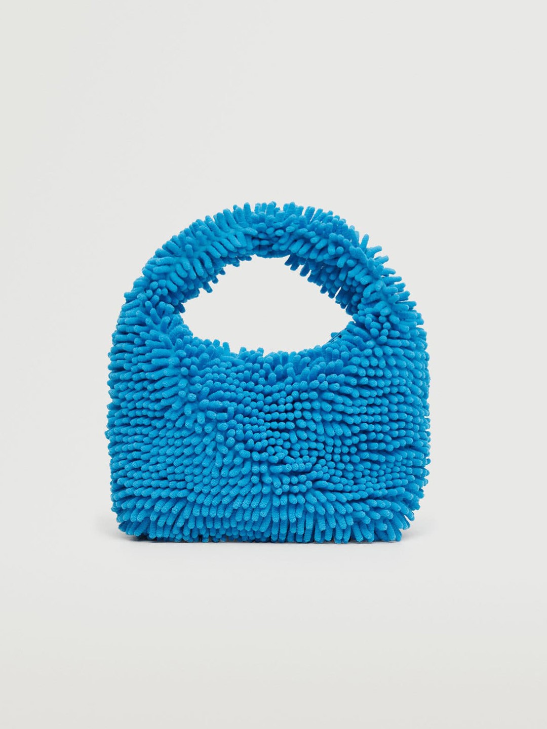 

MANGO Blue Textured Handheld Bag