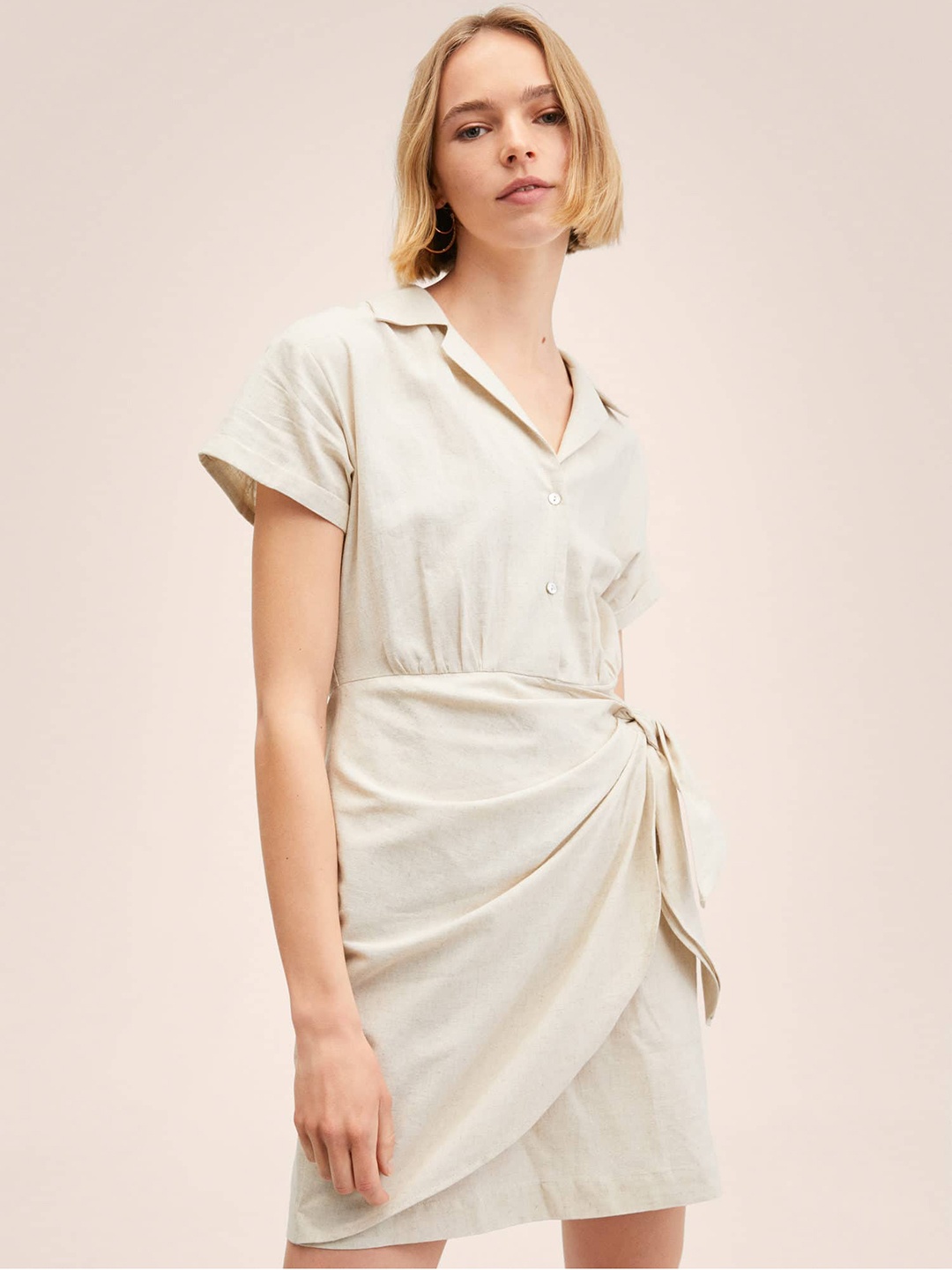 

MANGO Off White Solid Dress