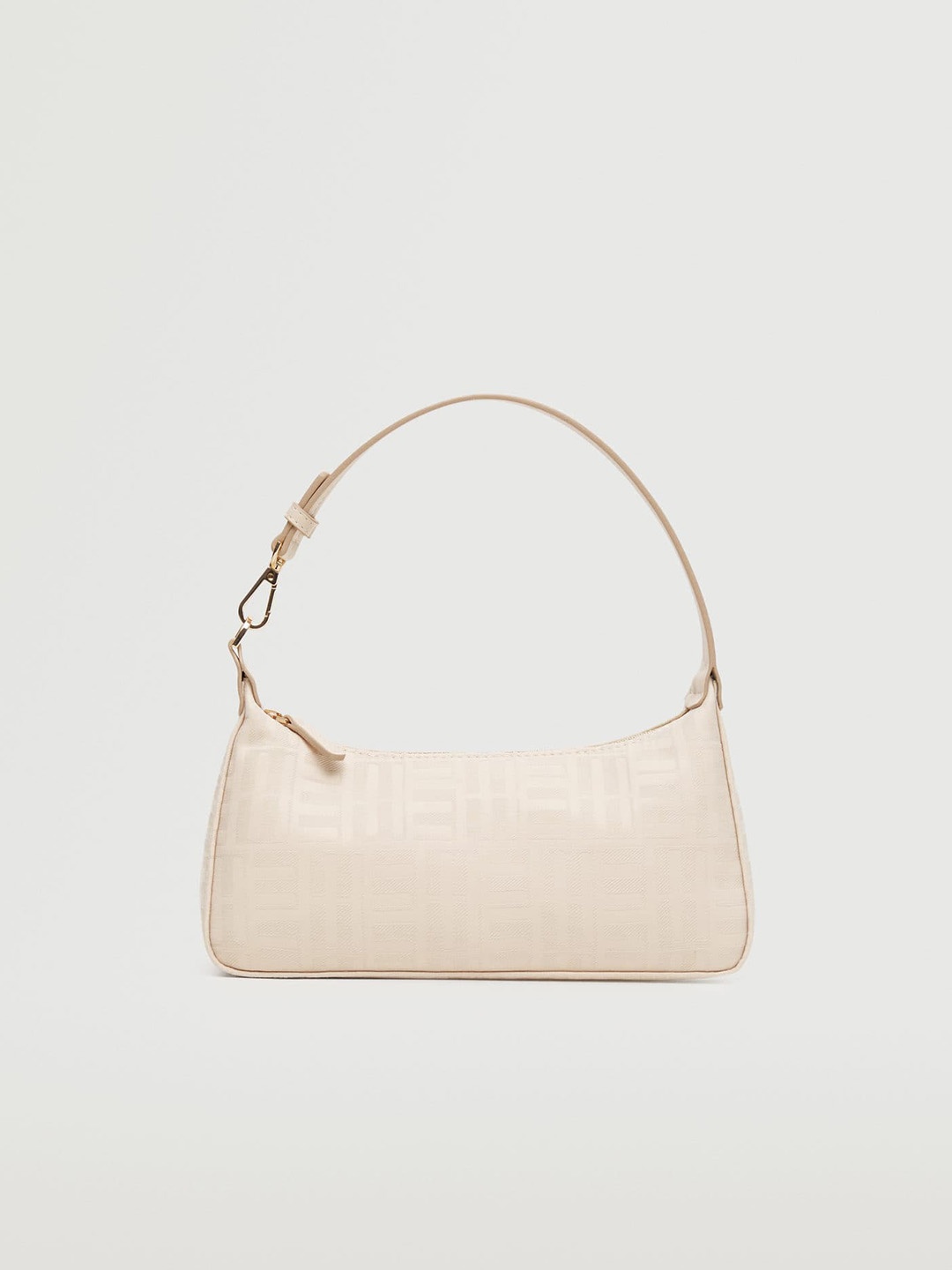 

MANGO Off White Typography Textured Structured Baguette Shoulder Bag