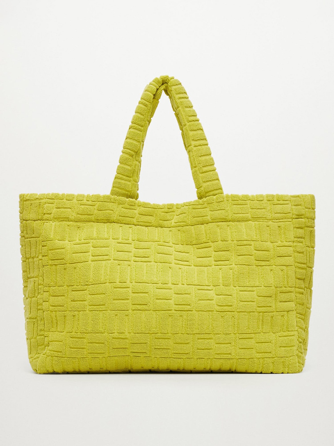

MANGO Neon Green Brand Logo Textured Oversized Shopper Bag, Fluorescent green