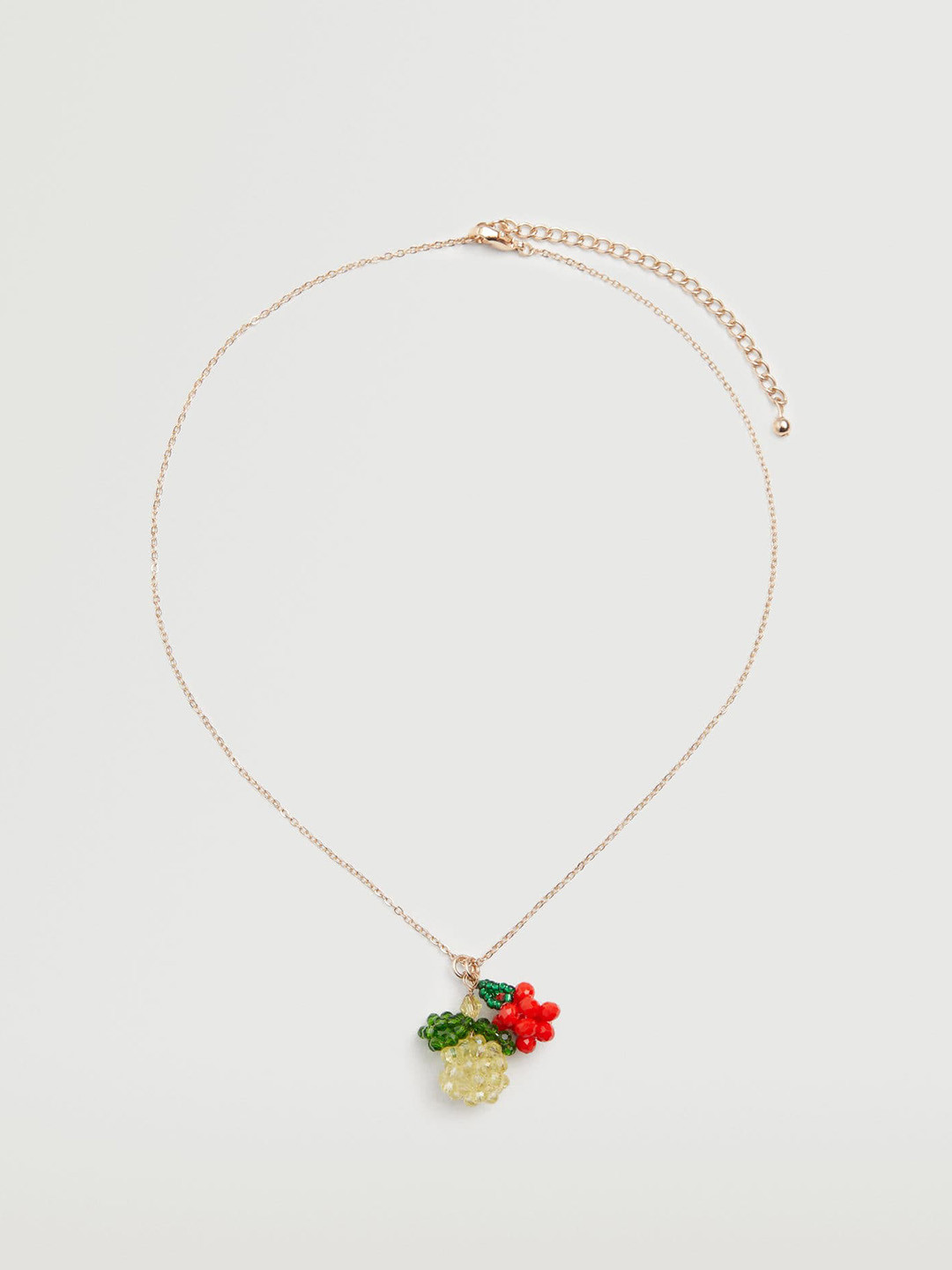 

MANGO Gold-Toned & Peach-Coloured Beaded Necklace