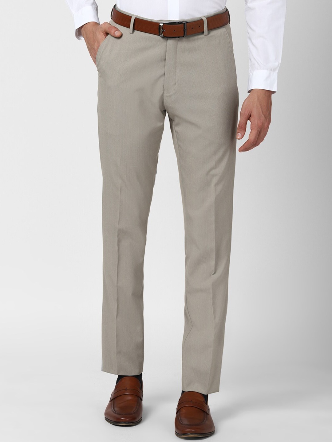 

Peter England Men Grey Slim Fit Formal Trousers