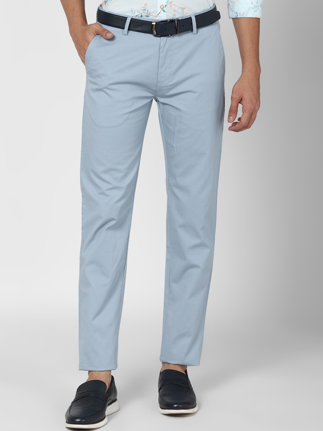 

Peter England Casuals Men Blue Slim Fit Solid Cotton Trousers