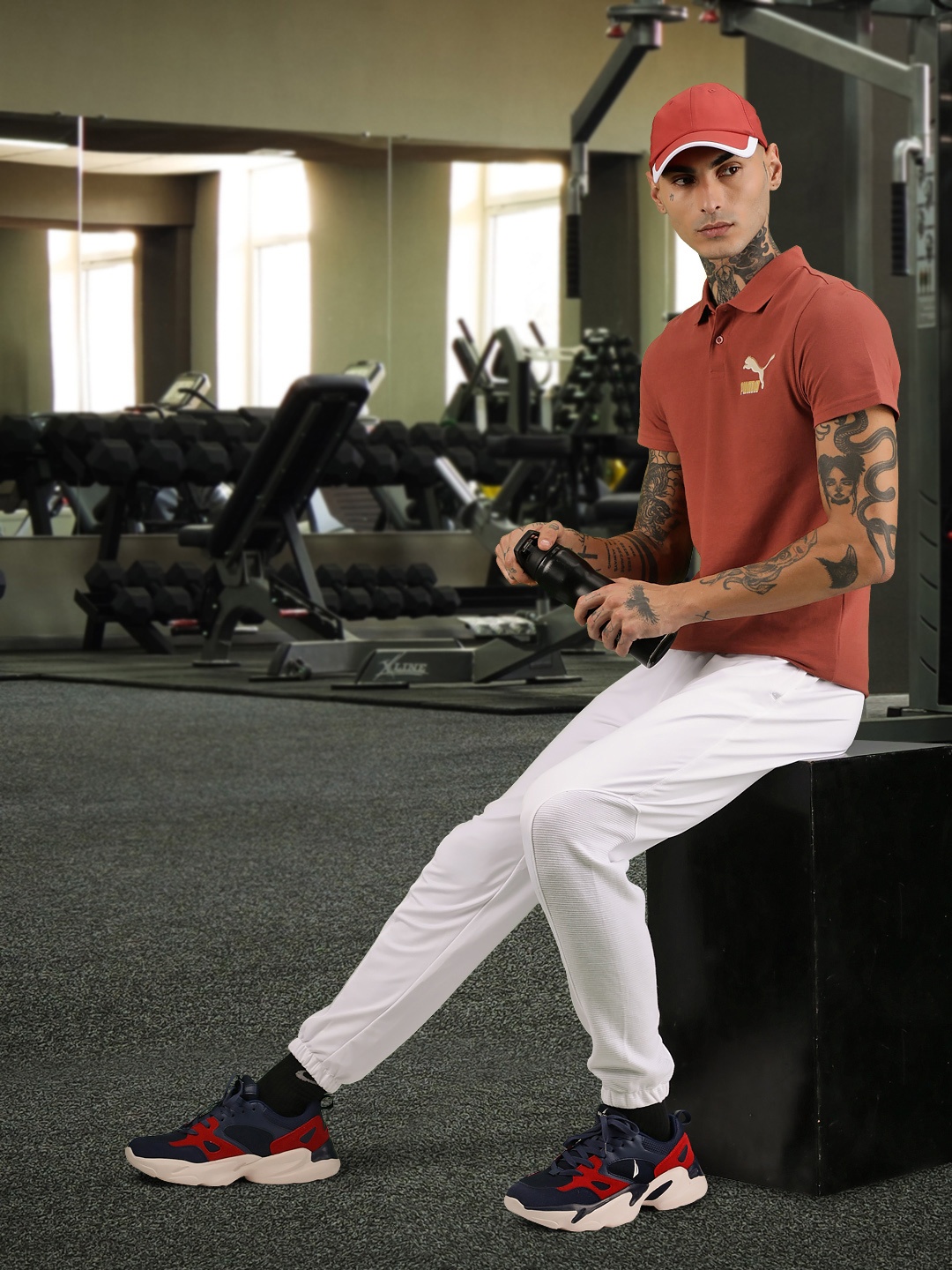 

Puma Men Rust Solid Applique Brand Logo Polo Collar Casual T-shirt