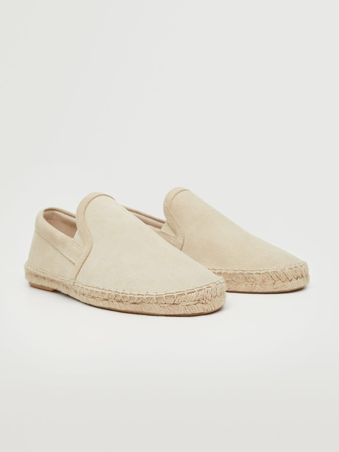 

MANGO MAN Men Beige Leather Espadrilles
