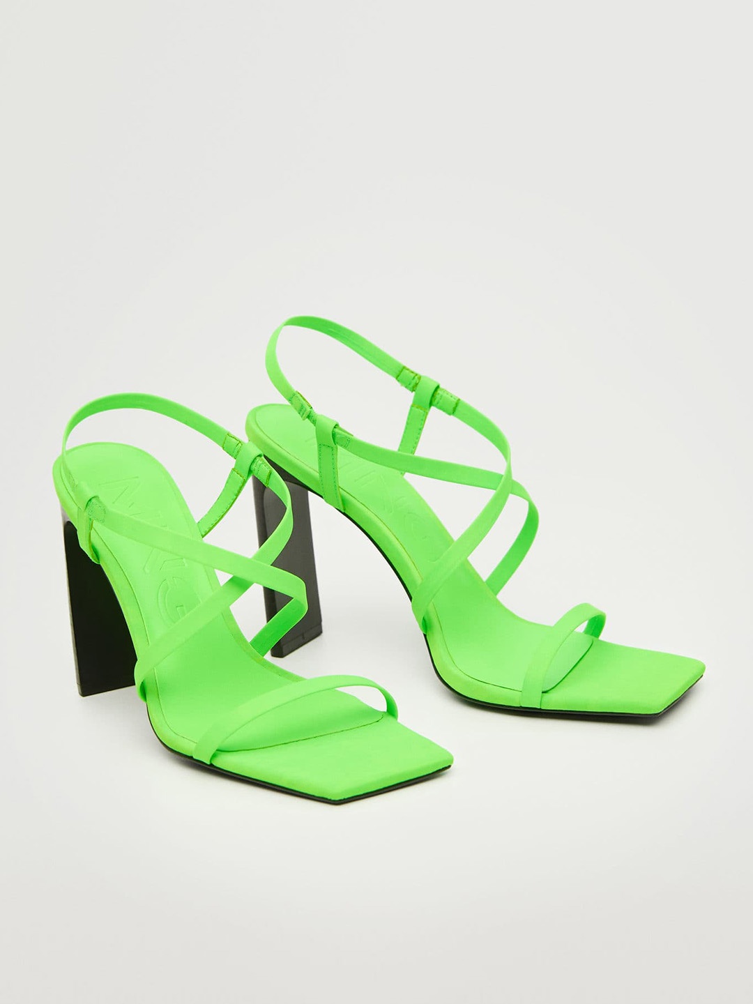 

MANGO Women Fluorescent Green Block Heels