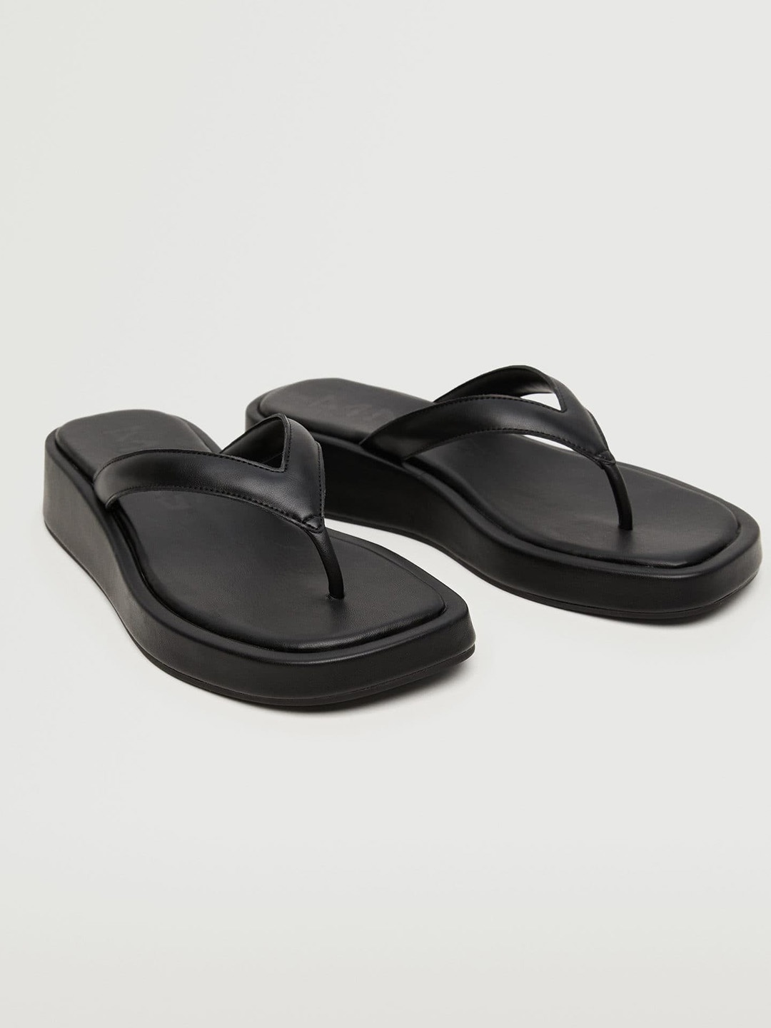 

MANGO Women Black Open Toe Flats