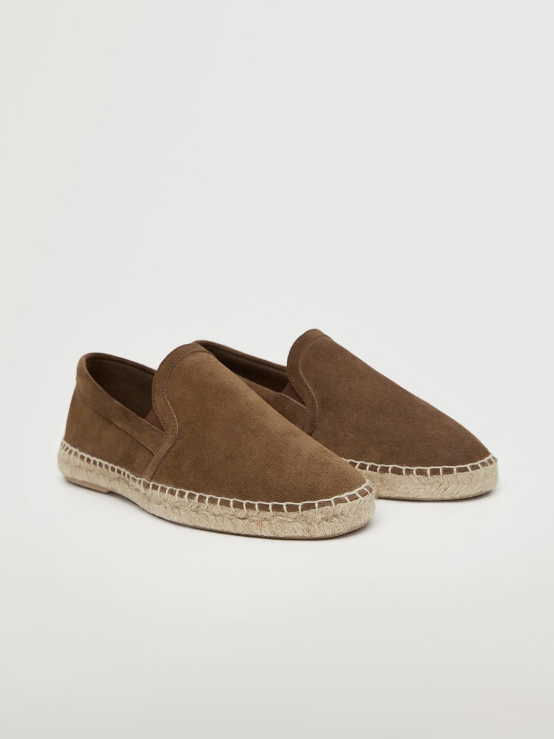 

MANGO MAN Olive Brown Leather Espadrilles