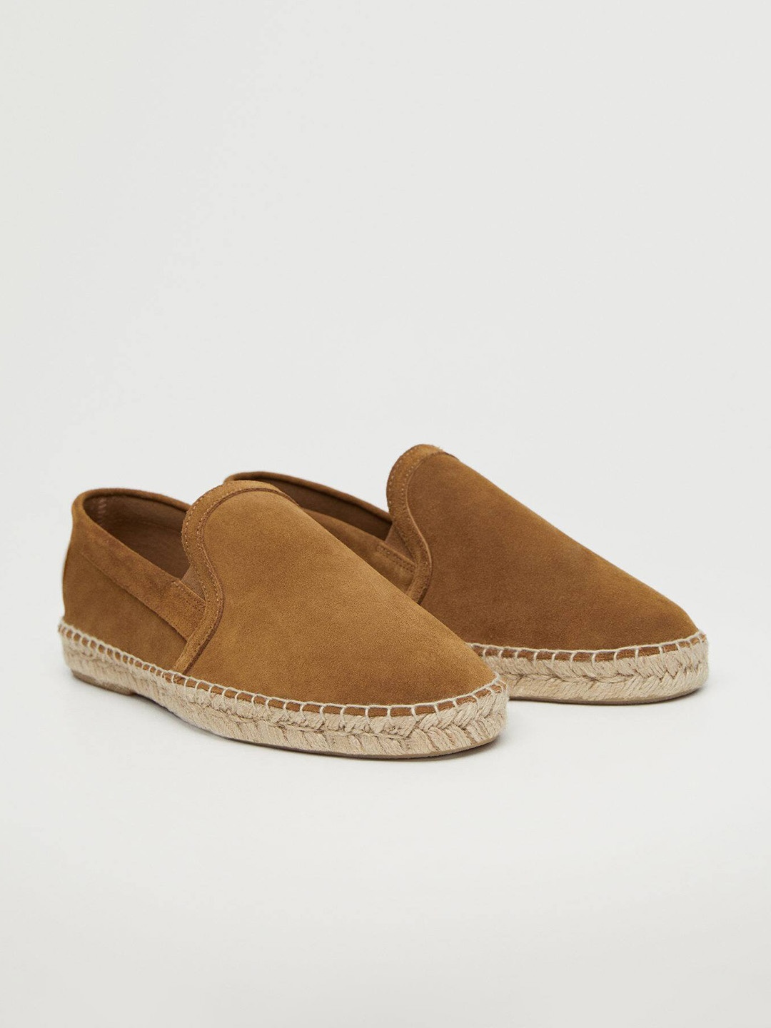 

MANGO MAN Men Tan Brown Solid Leather Espadrilles