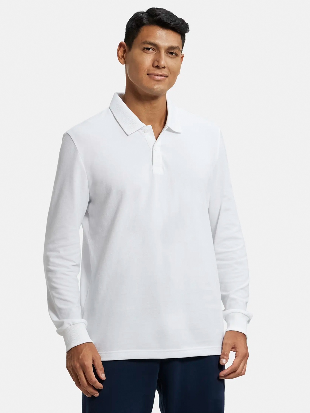 

Jockey Men White Polo Collar T-shirt