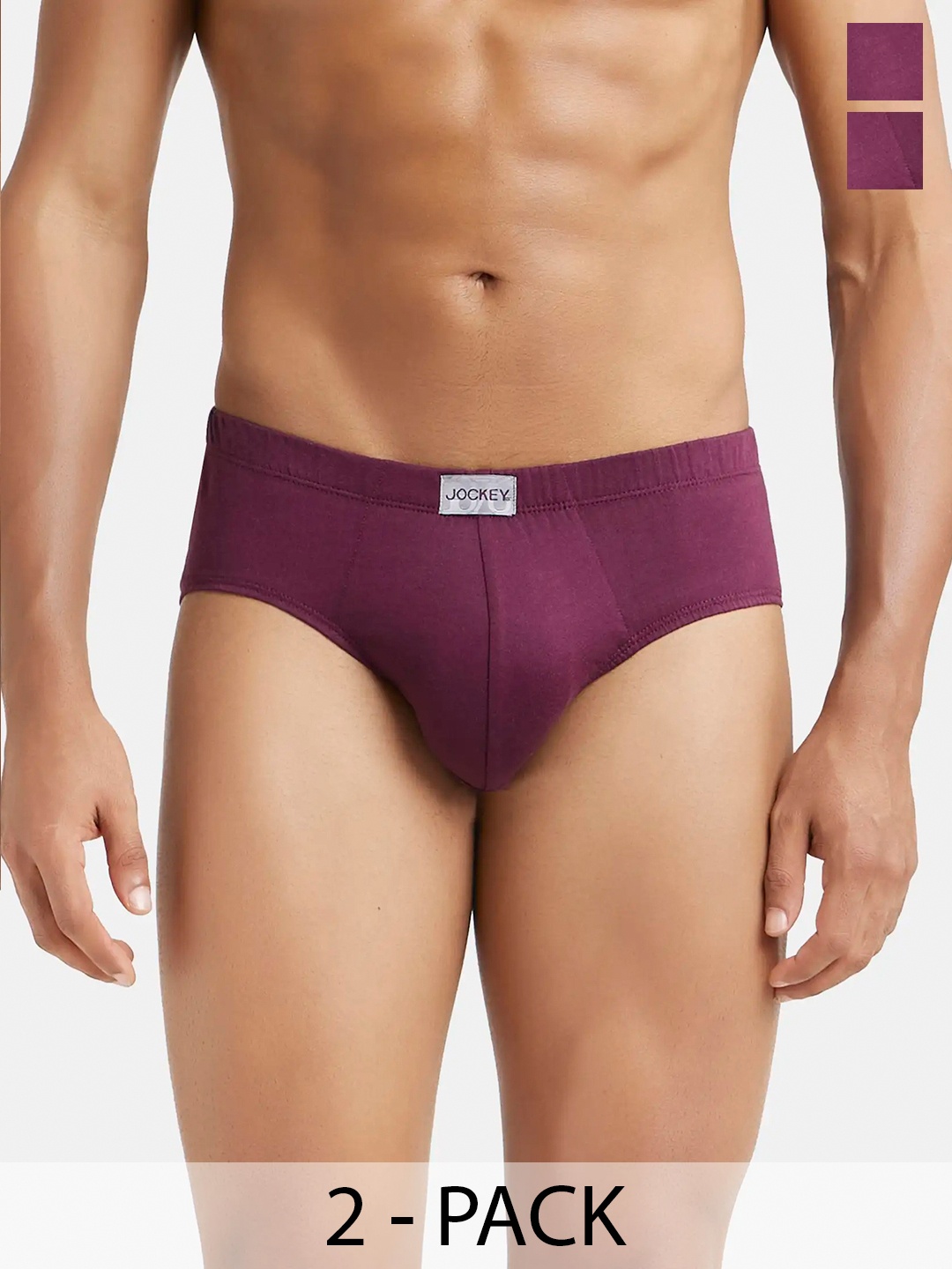 

Jockey Pack Of 2 Super Combed Cotton Solid Brief with Ultrasoft Concealed Waistband-8035, Burgundy