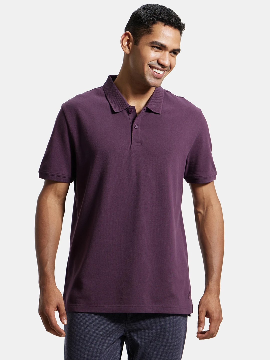 

Jockey Combed Cotton Rich Pique Fabric Half Sleeve Polo Tshirt-AM35, Purple