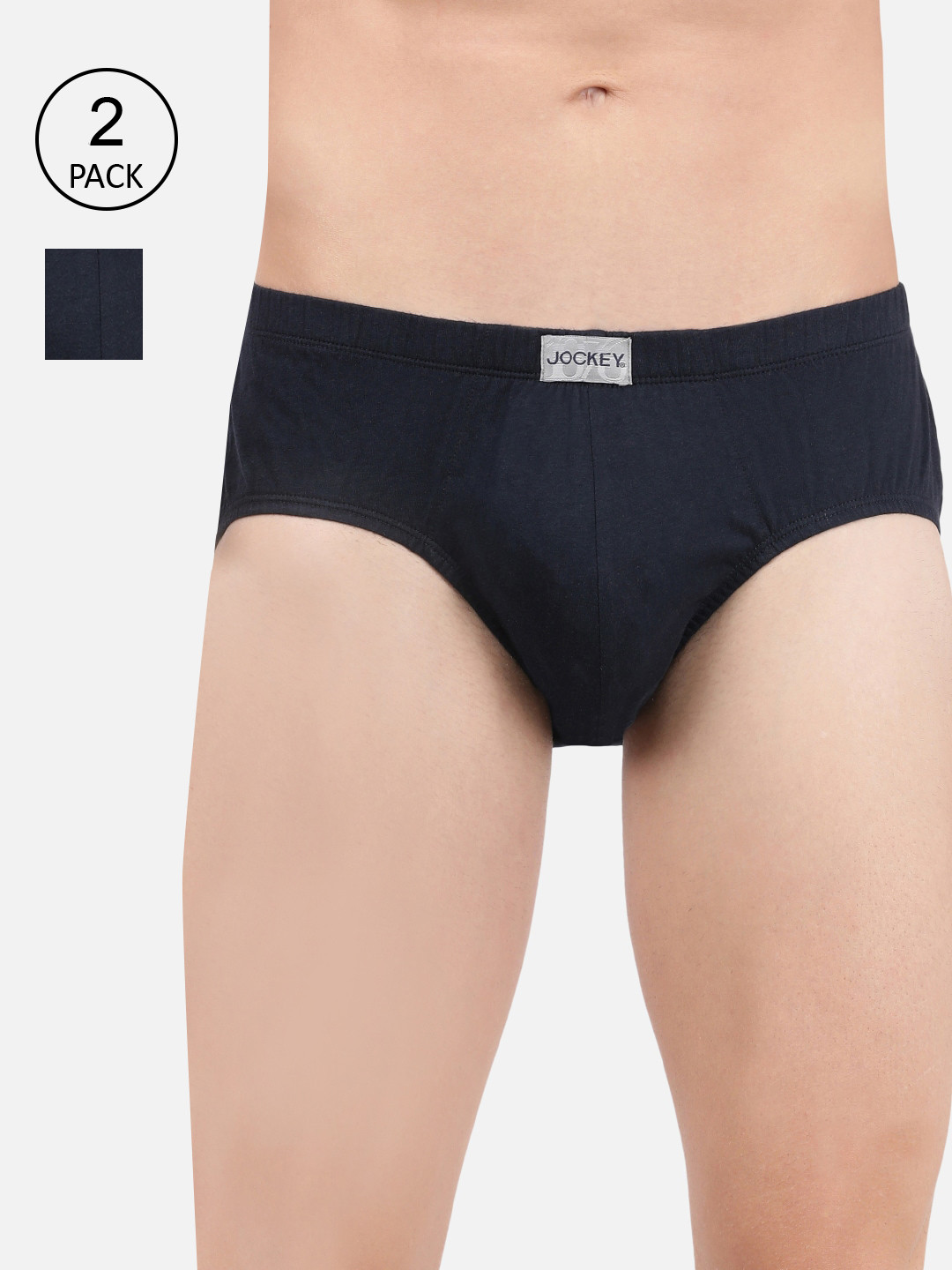 

Jockey Pack Of 2 Super Combed Cotton Solid Brief with Ultrasoft Concealed Waistband-8035, Navy blue