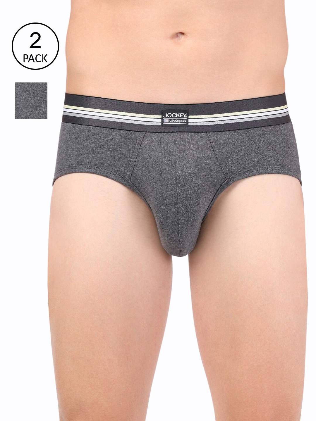 

Jockey Men Pack of 2 Assorted Solid Cotton Basic Briefs UI20-0205-ASSTD