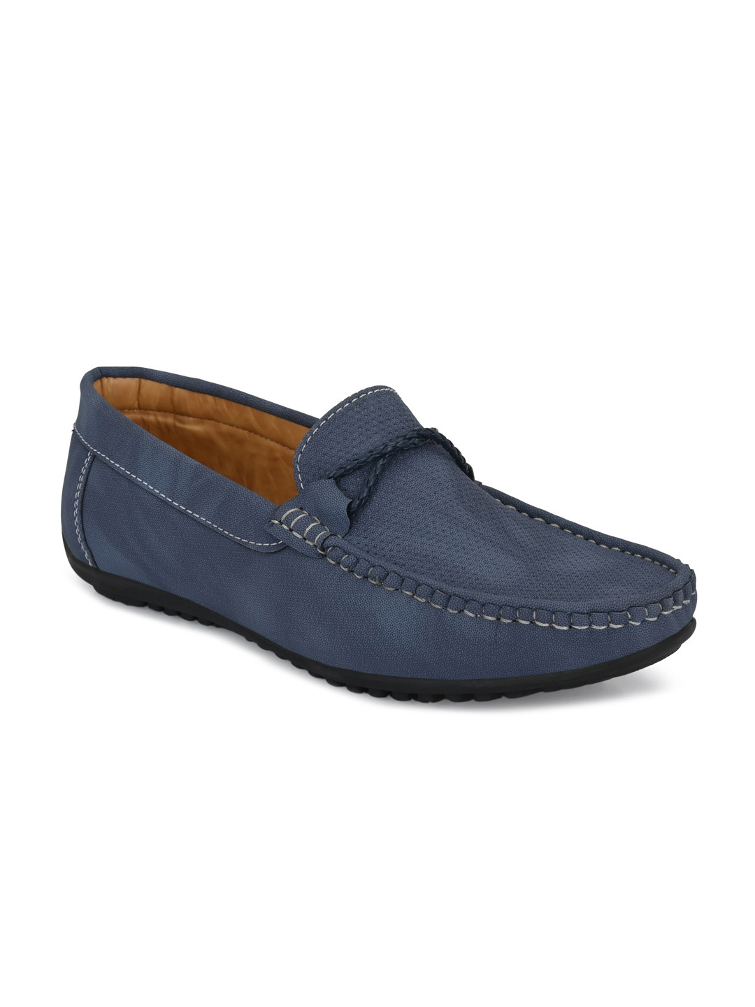 

Azzaro Black Men Blue Suede Loafers
